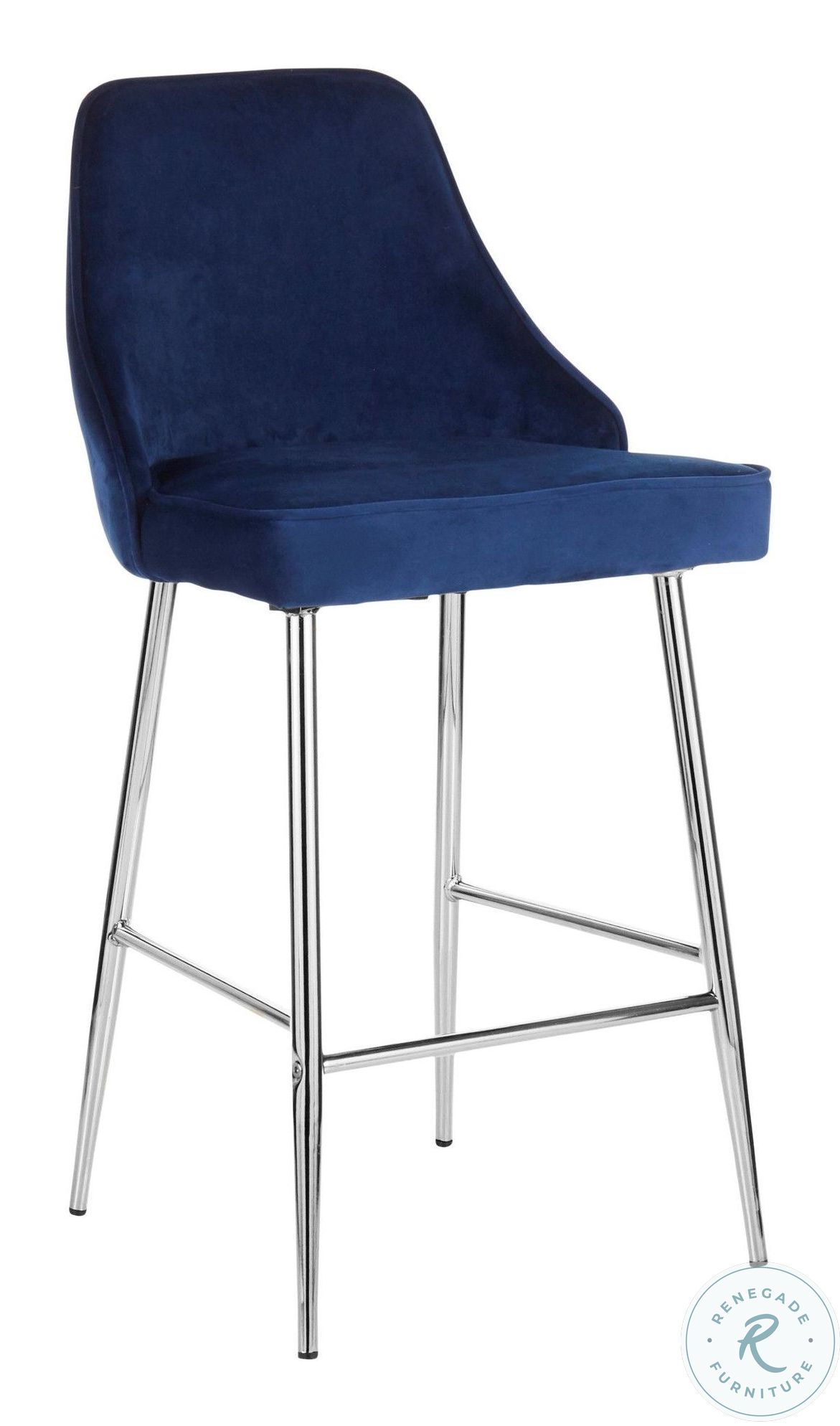 Marcel Navy Blue Velvet Counter Height Stool Set of 2 from Lumisource