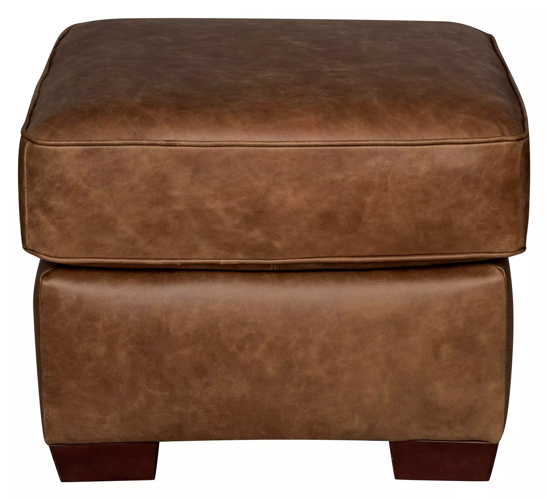 Maverick Cinnamon Square Top Grain Leather Ottoman From American