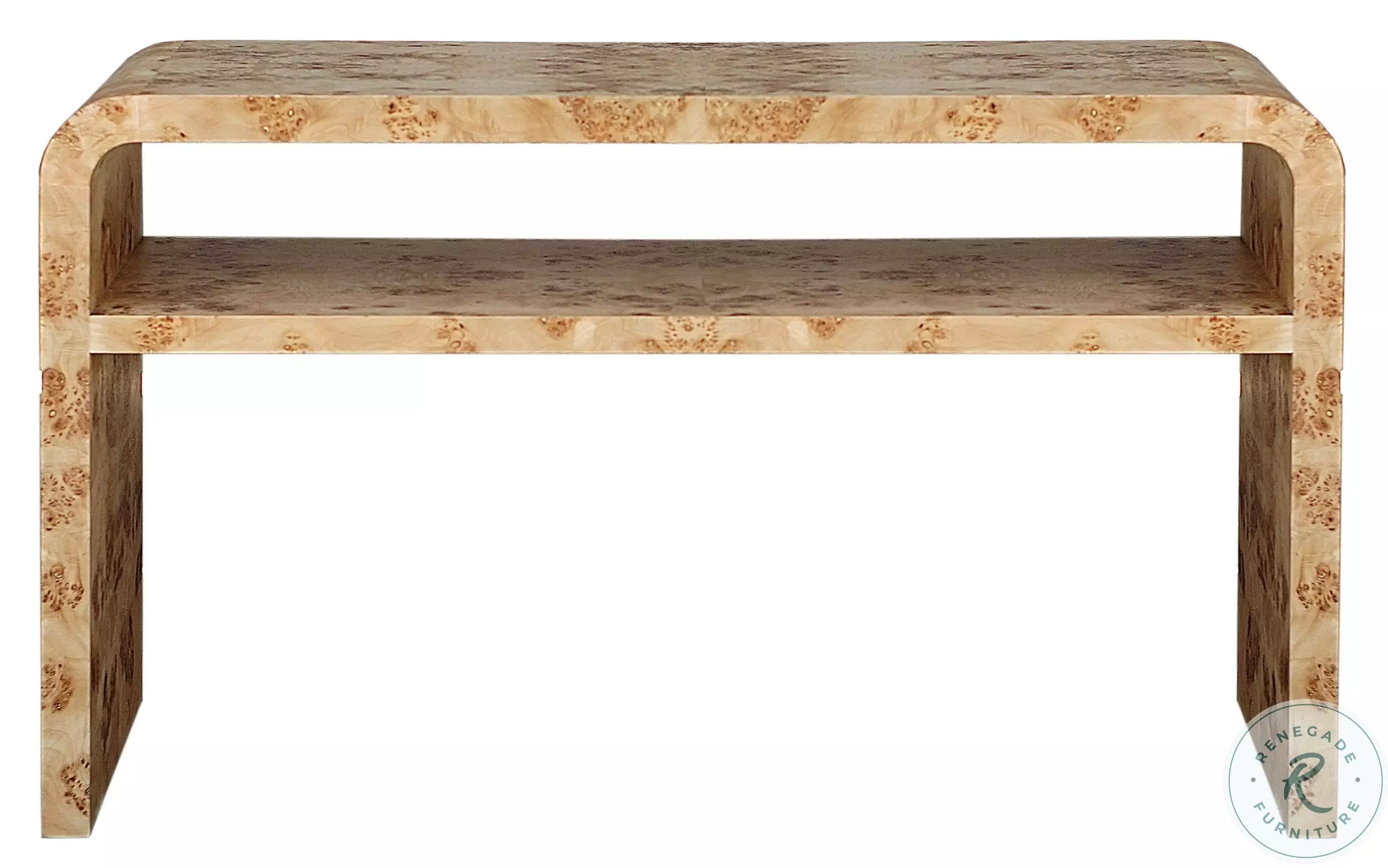 Marshall Burl Wood Waterfall Edge 2 Tier Console Table from