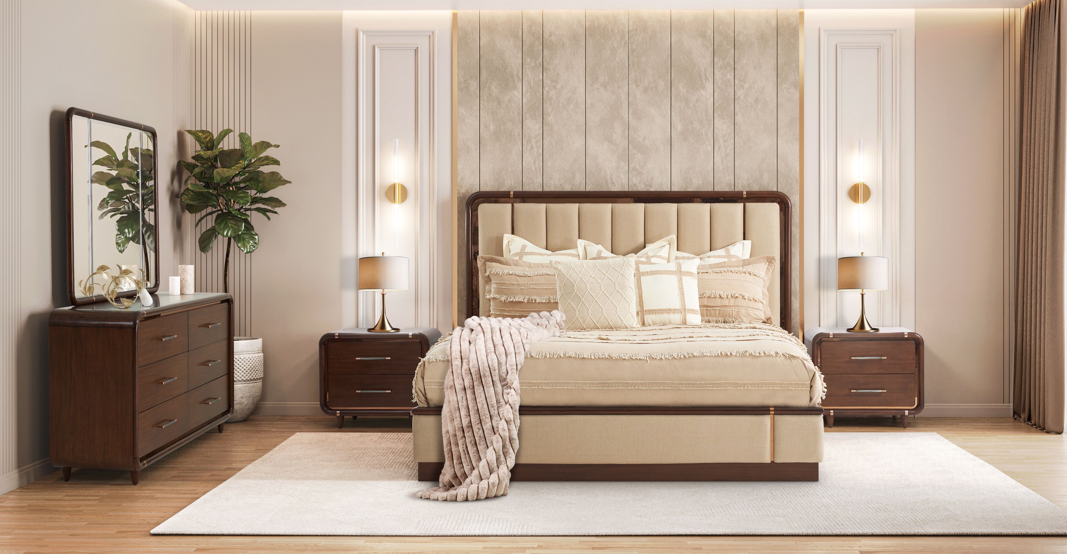 【美品】Citta Acre Michael Young オーク Mason Park Umber Lift Up King Storage Panel Bed with USB Charging