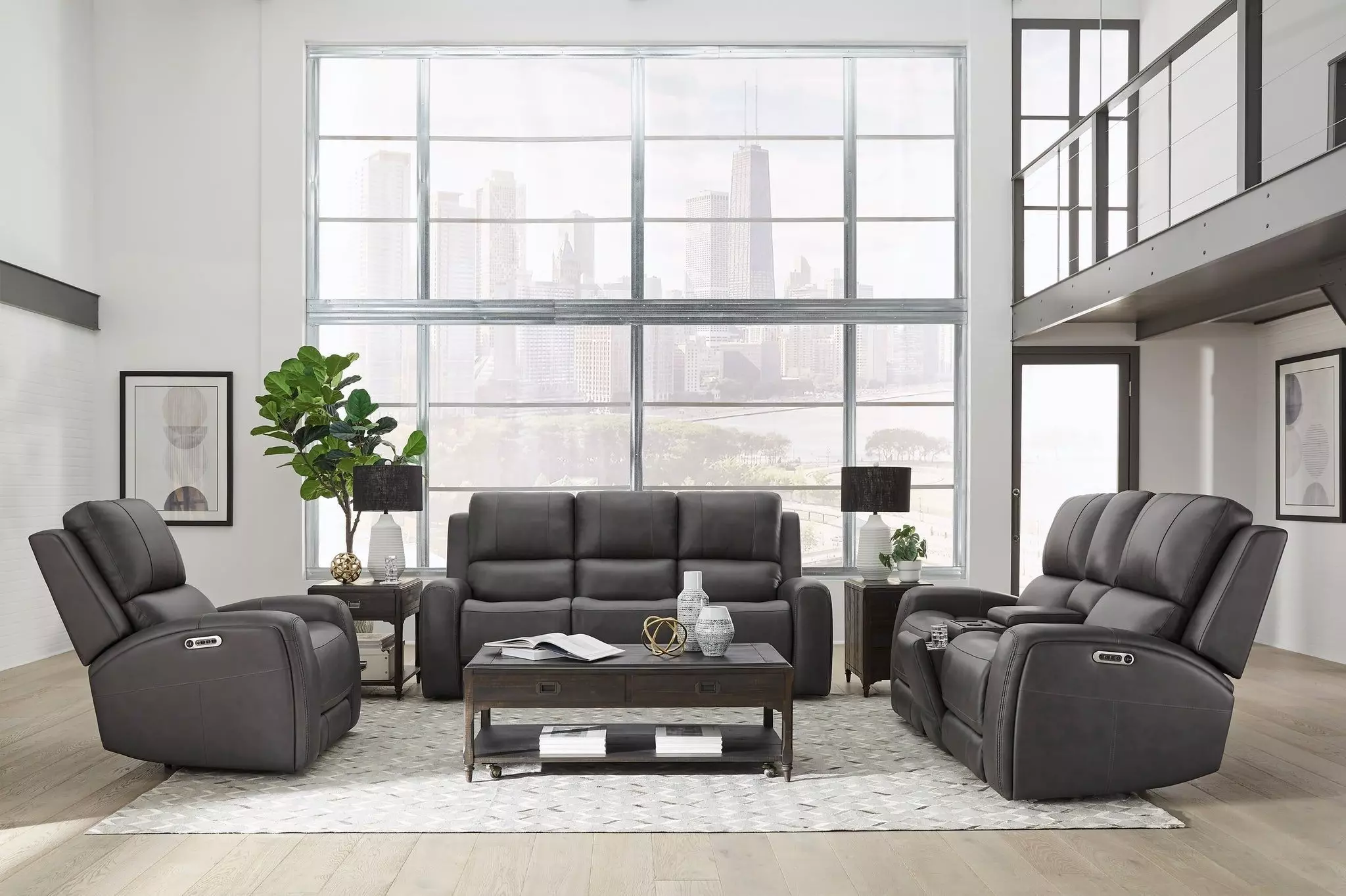 Belmont Autumn Fog Leather Zero Gravity Power Reclining with USB