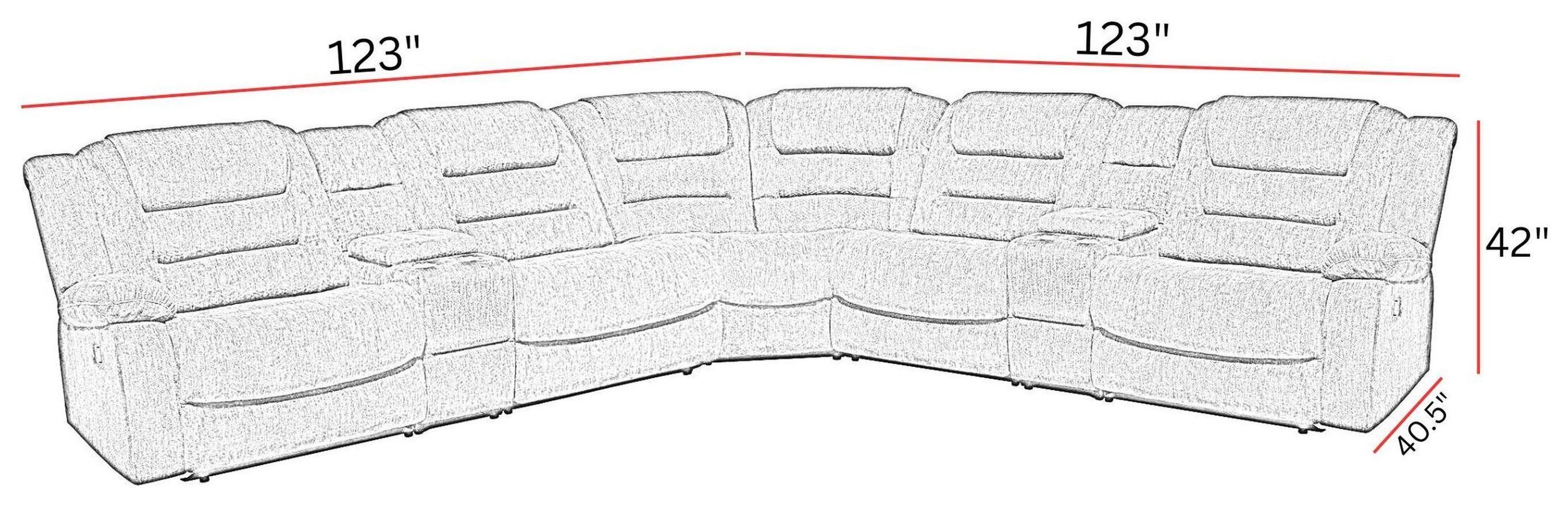Bolton Misty Storm Performance Fabric 7 Piece Modular Reclining Sectional