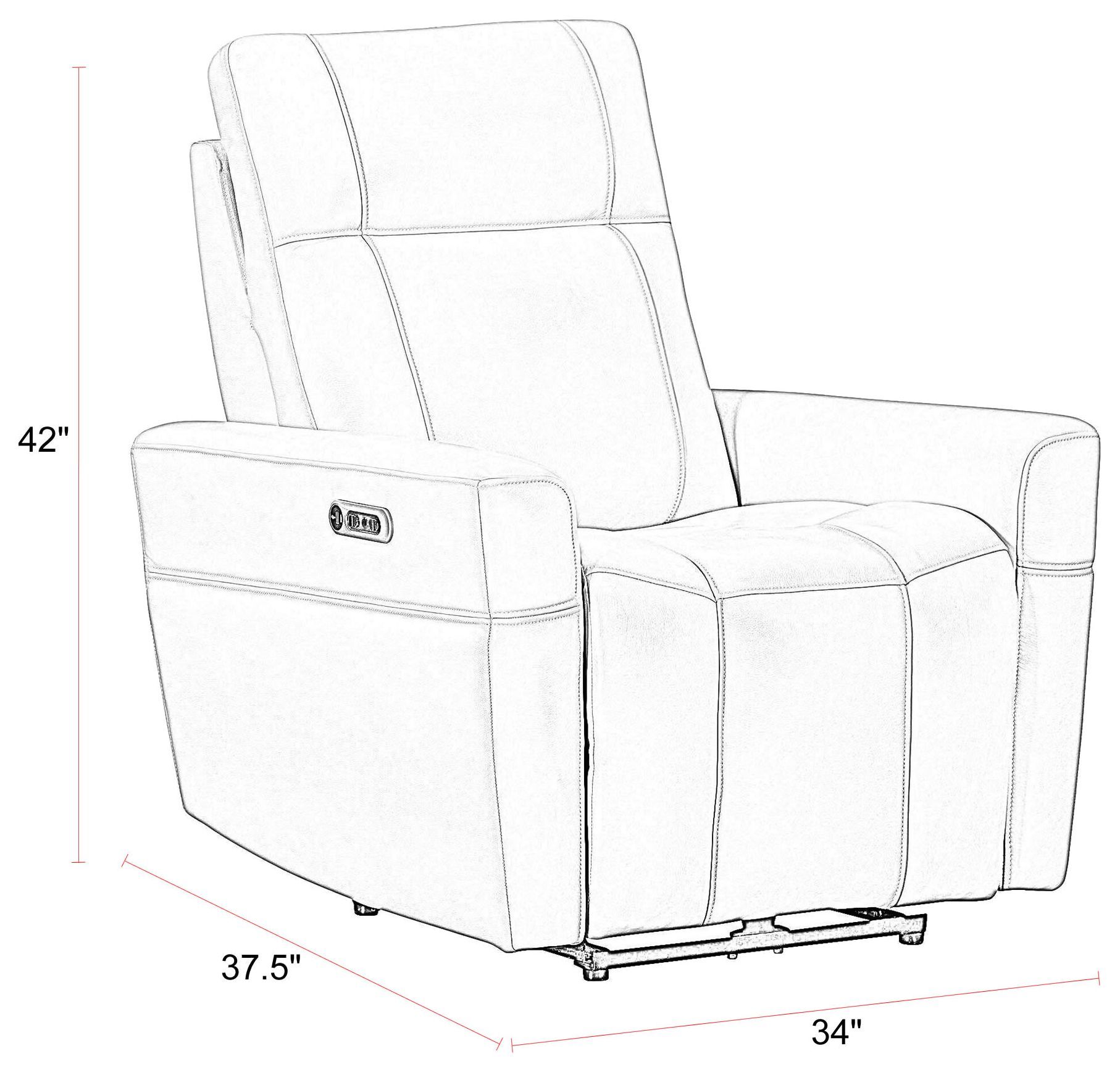 Bradford Steamboat Ecru Leather Zero Gravity Power Recliner