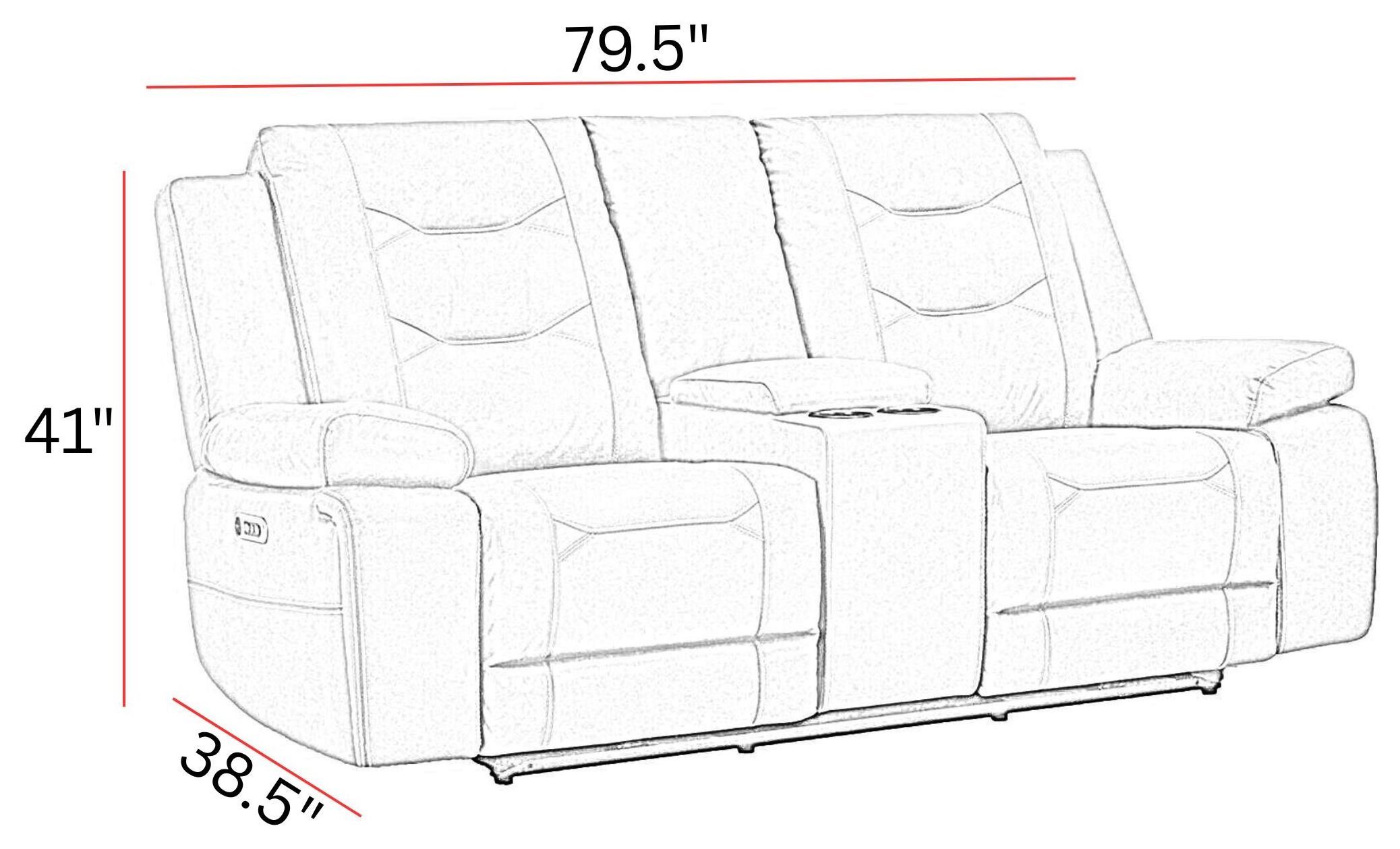 Caldwell Tahoe Fog  Performance Fabric Power Reclining Console Loveseat
