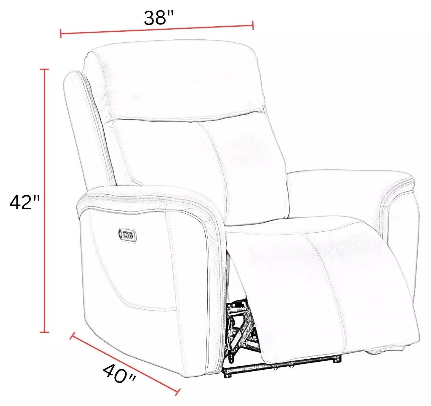 Cascade Seamist Grey Power Recliner With Power Headrest