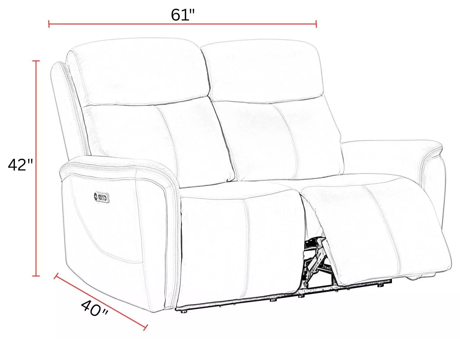 Cascade Auburn Leather 61" Power Reclining Loveseat