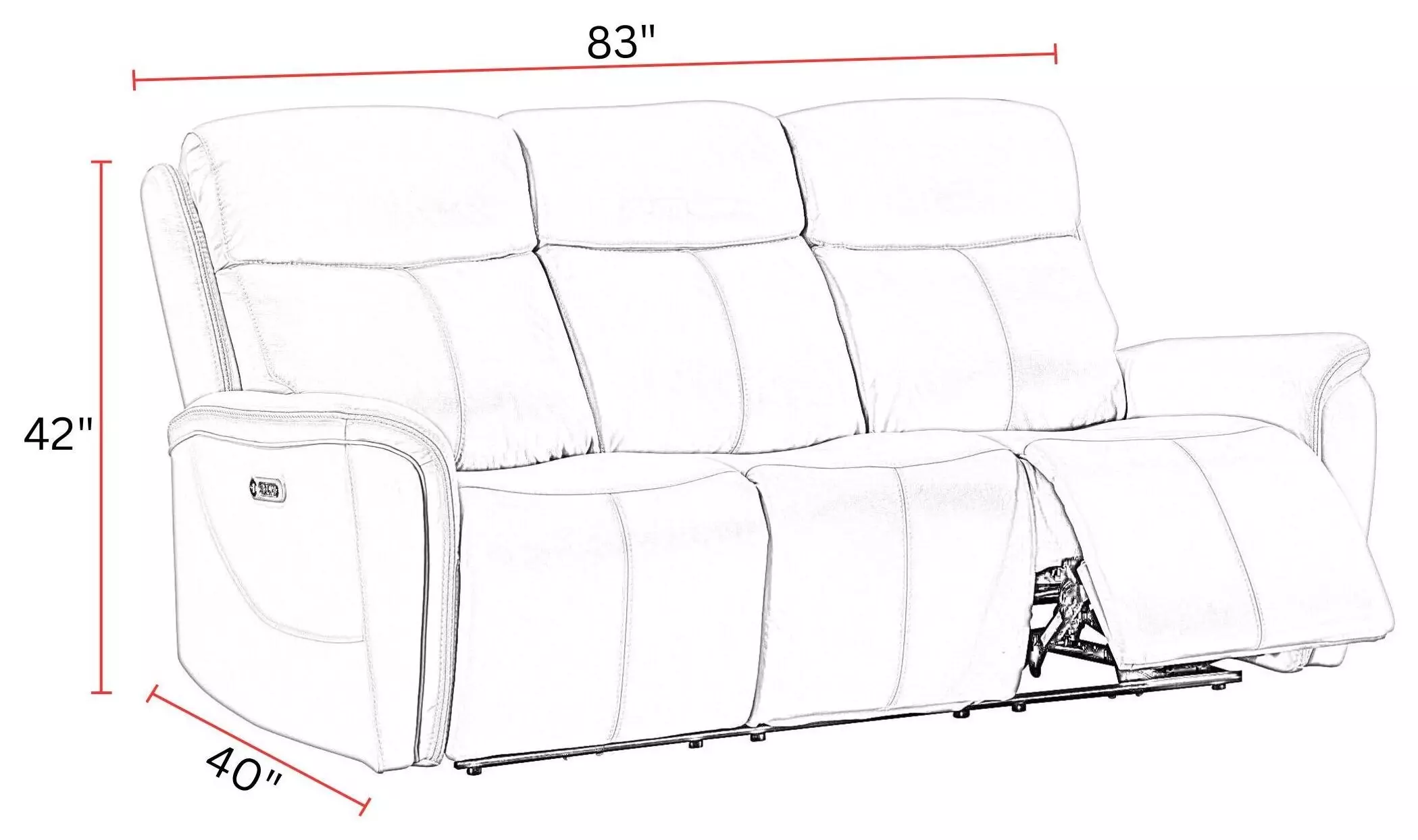 Cascade Auburn Leather 83" Power Reclining Sofa