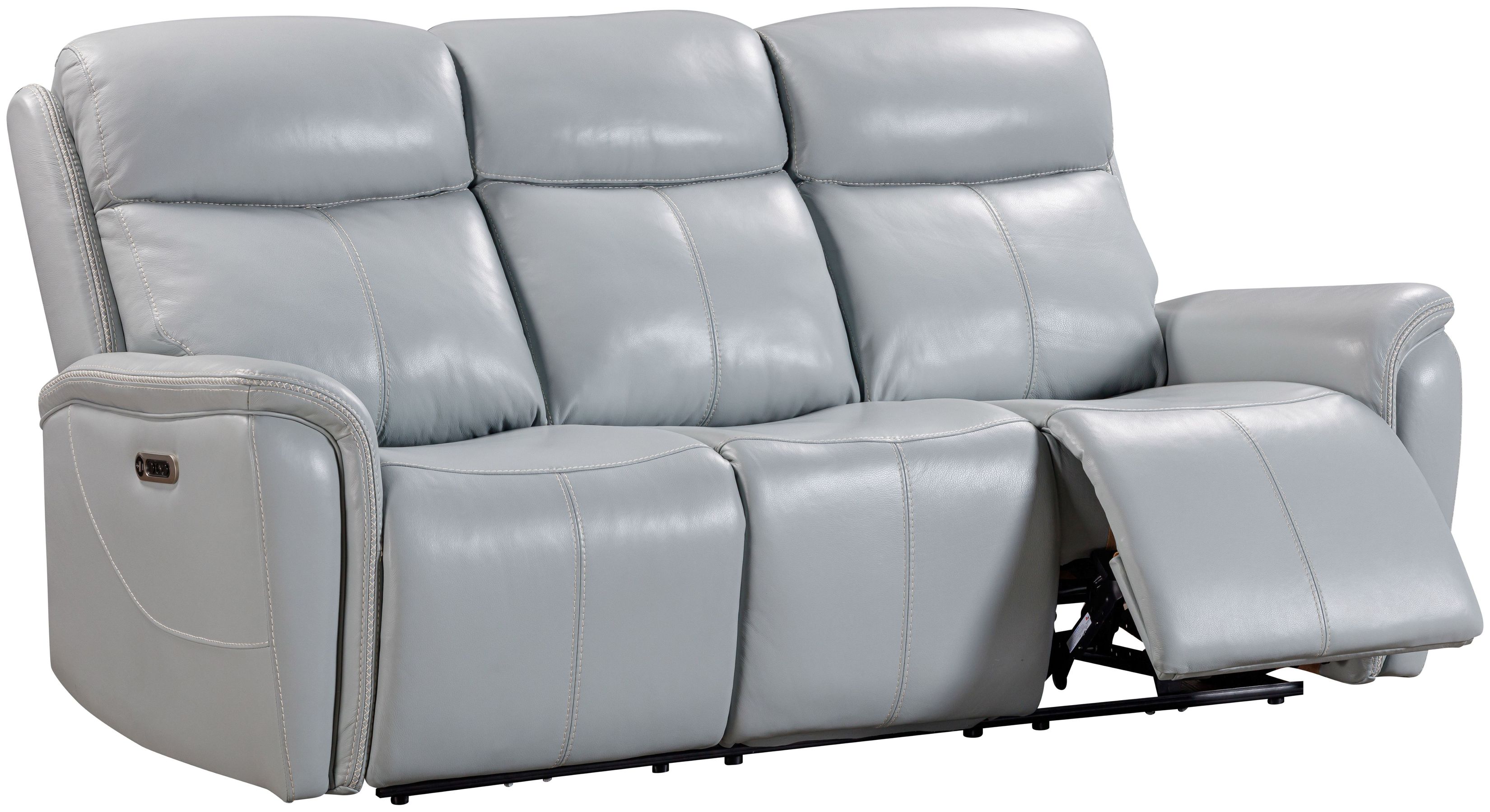Cascade Seamist Grey Power Reclining Sofa With Power Headrest