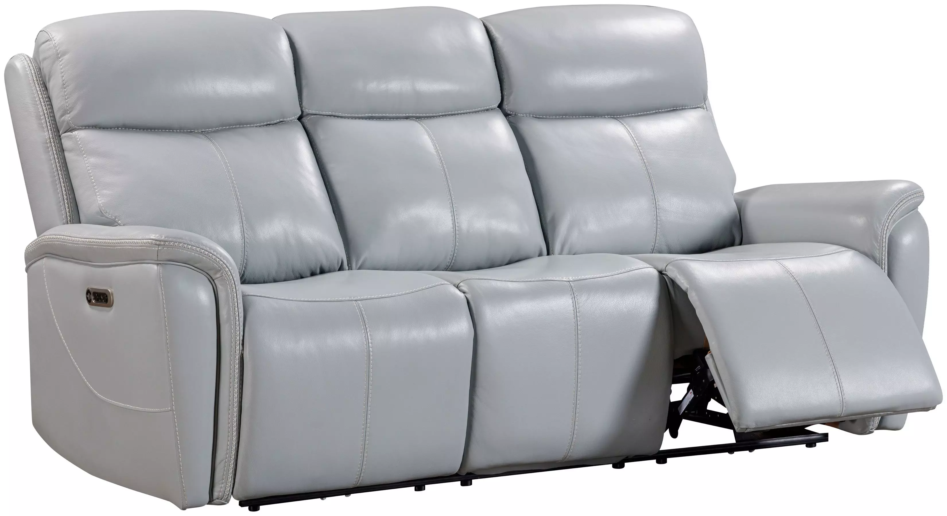 Cascade Seamist Grey 87" Power Reclining Sofa With Power Headrest