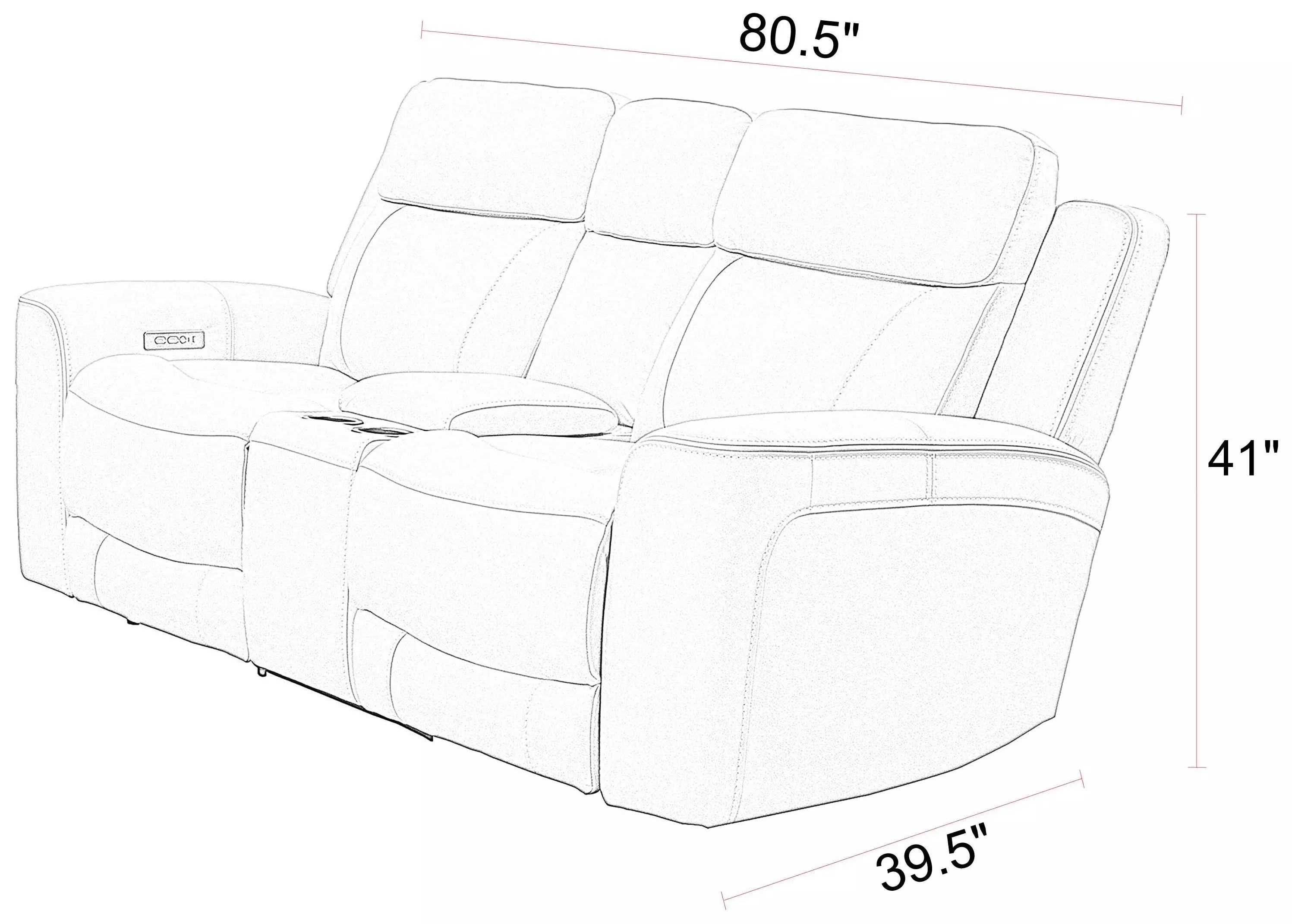 Calgary Stone Leather 81" Power Reclining Console Loveseat