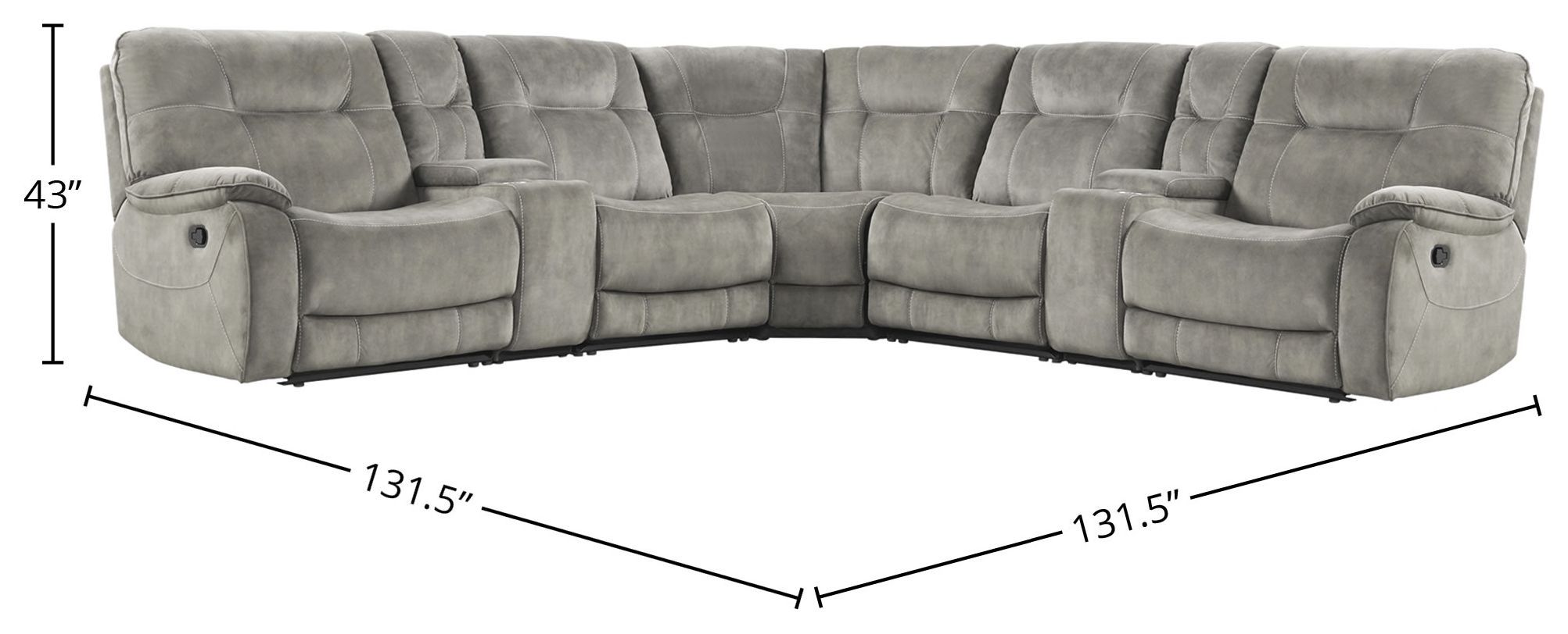 Cooper Shadow Natural Performance Fabric 7 Piece Modular Reclining Sectional