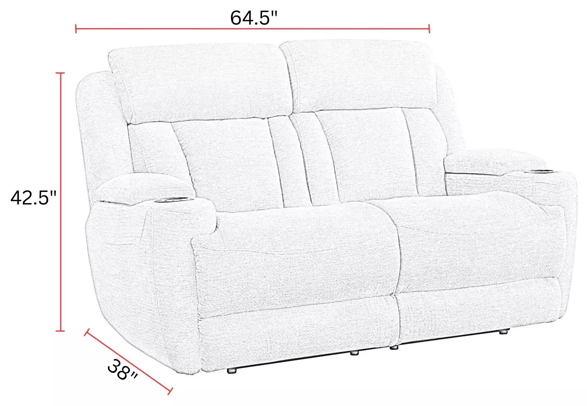 Dalton Lucky Charcoal 65" Power Reclining Loveseat