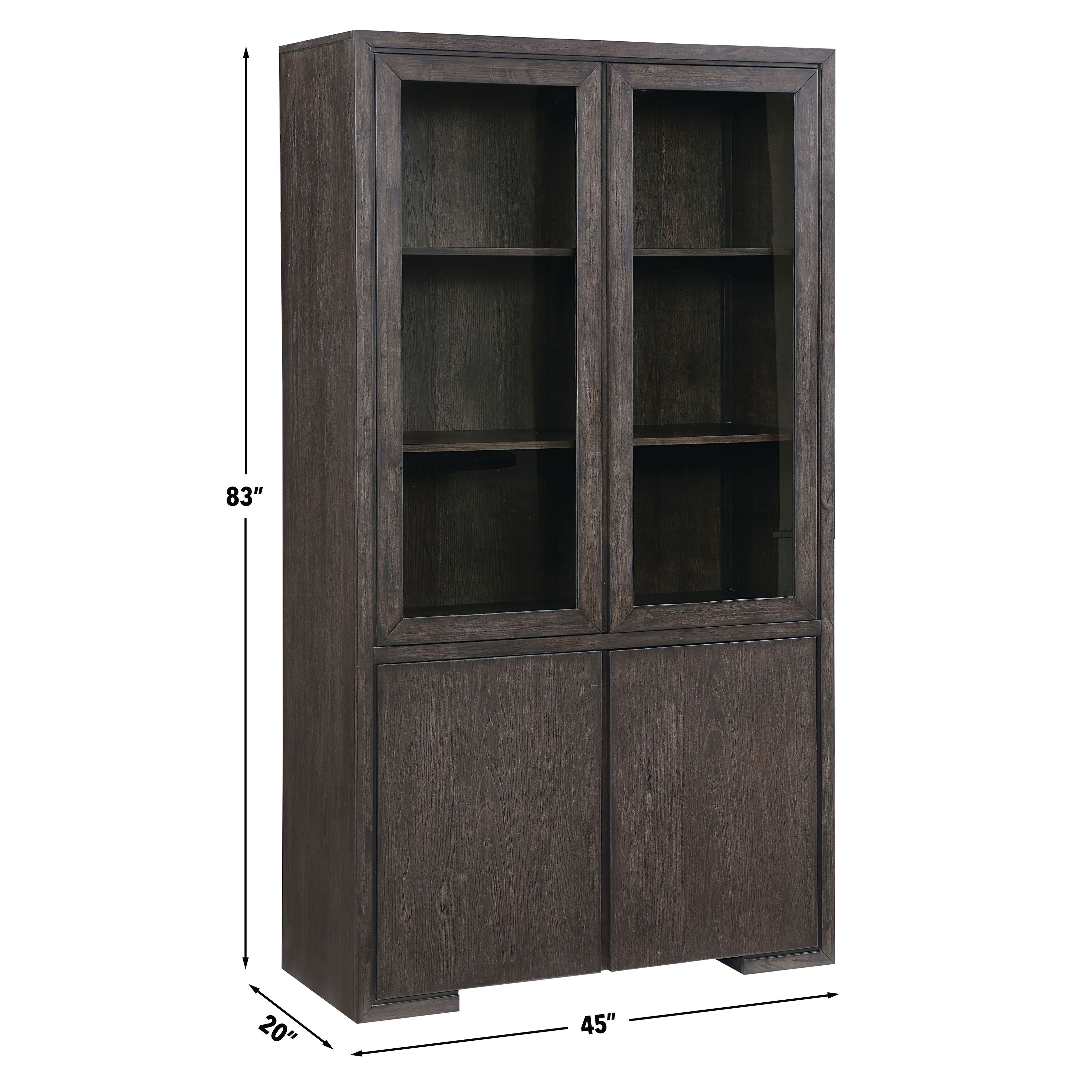Evan Brown Glass 4 Door Curio Cabinet