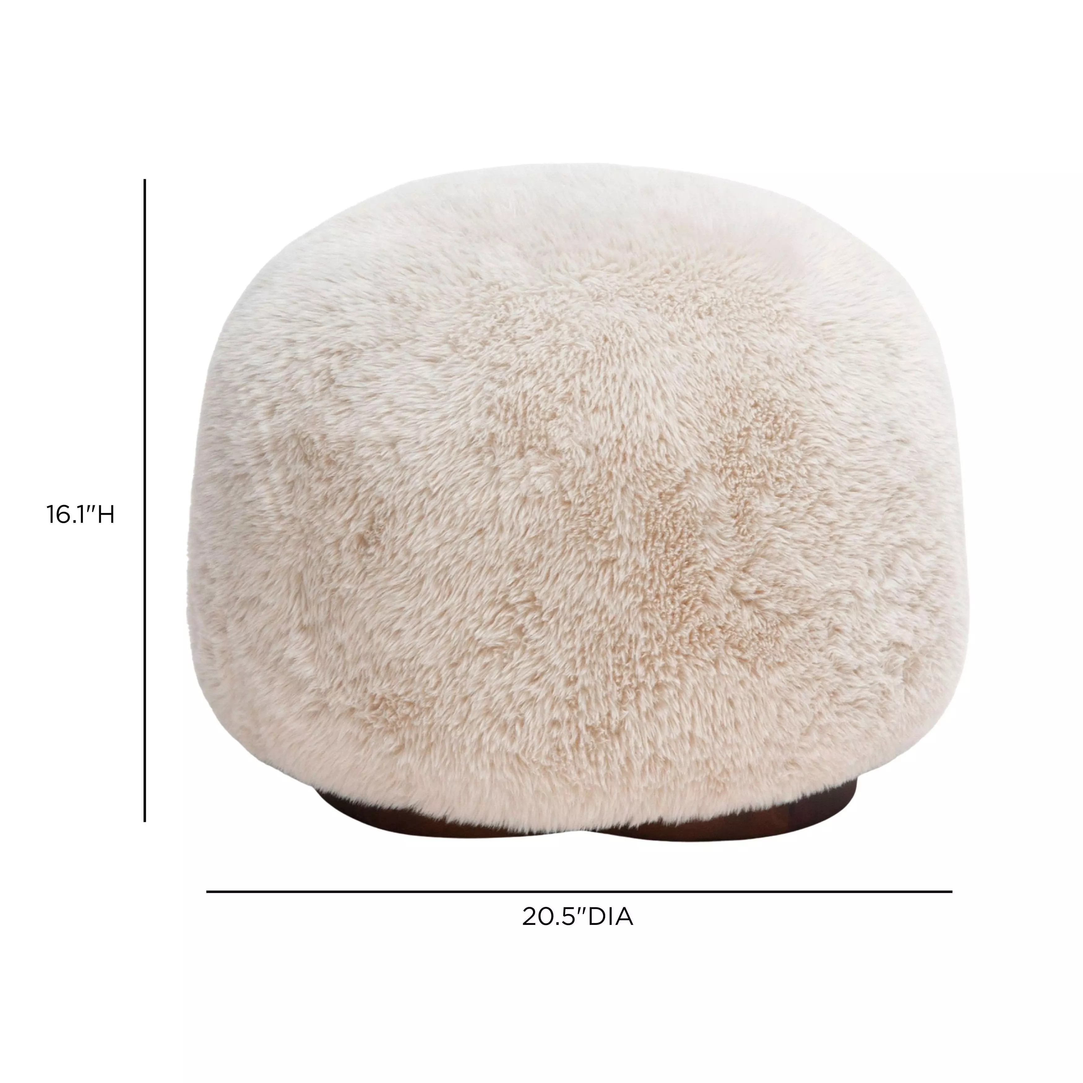 Oopa Off White Faux Shearling Swivel Ottoman