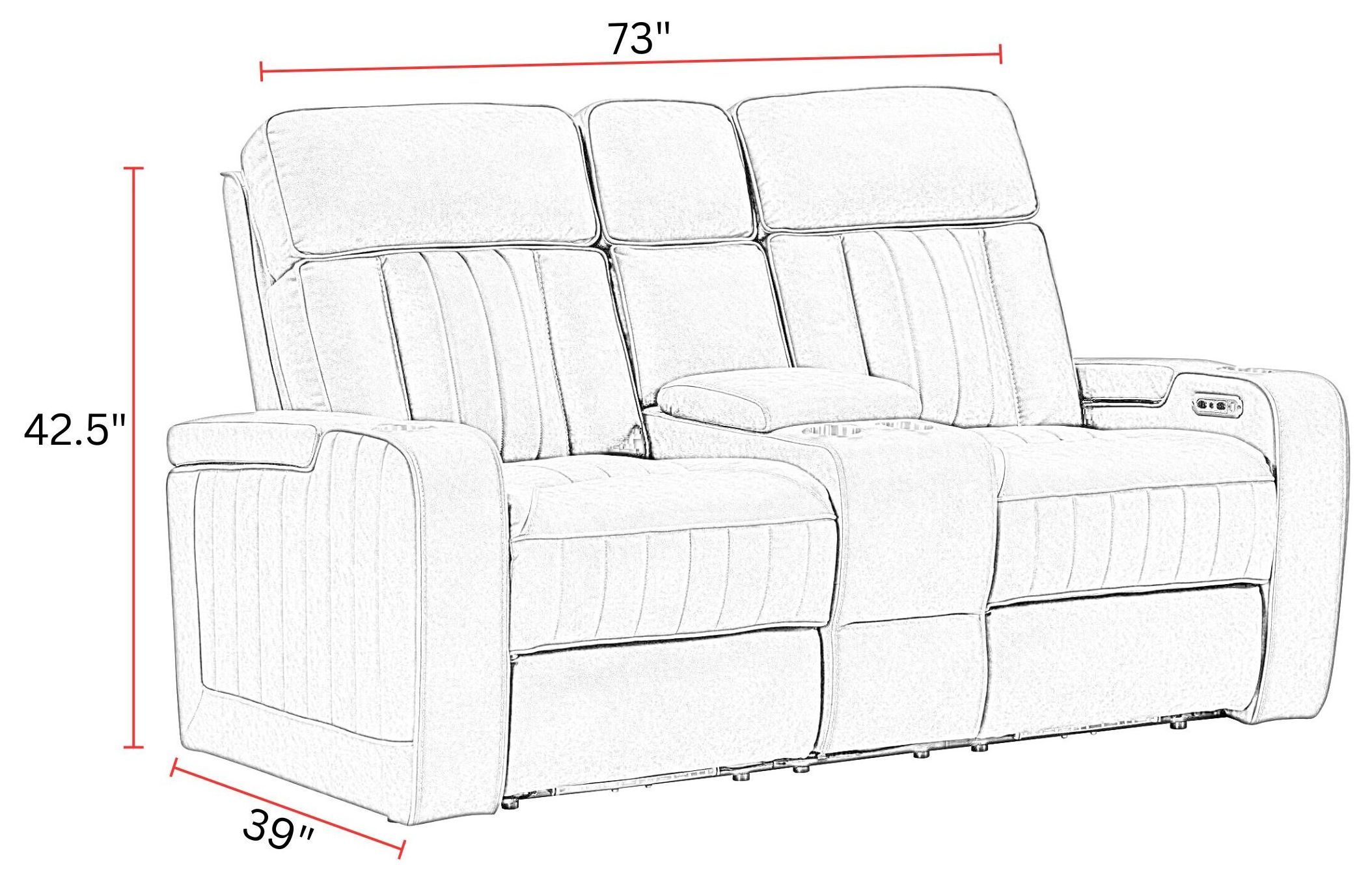Equinox Mushroom Power Reclining Console Loveseat With Power Headrest