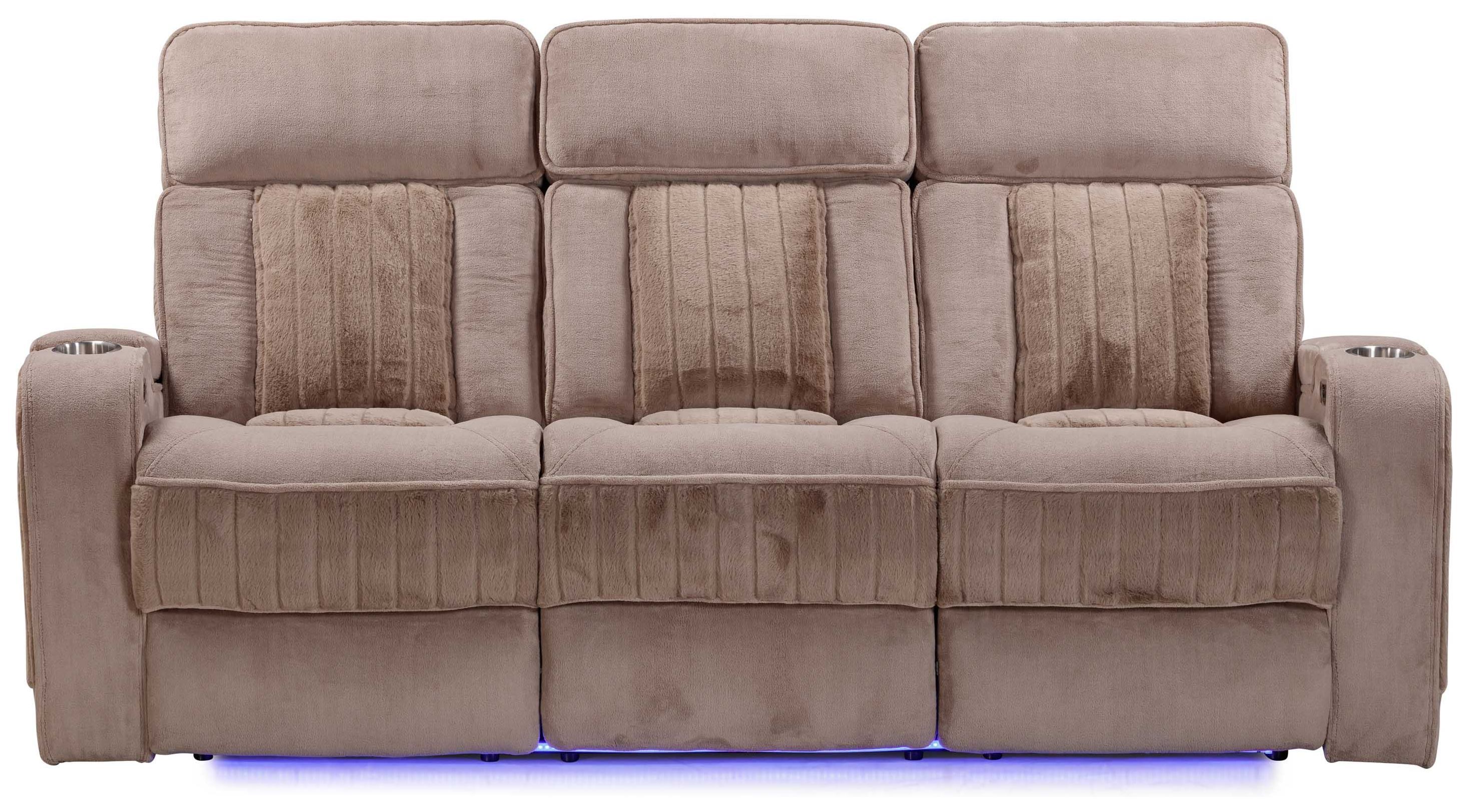 Equinox Mushroom Power Reclining Sofa With Drop Down Table From Parker ...