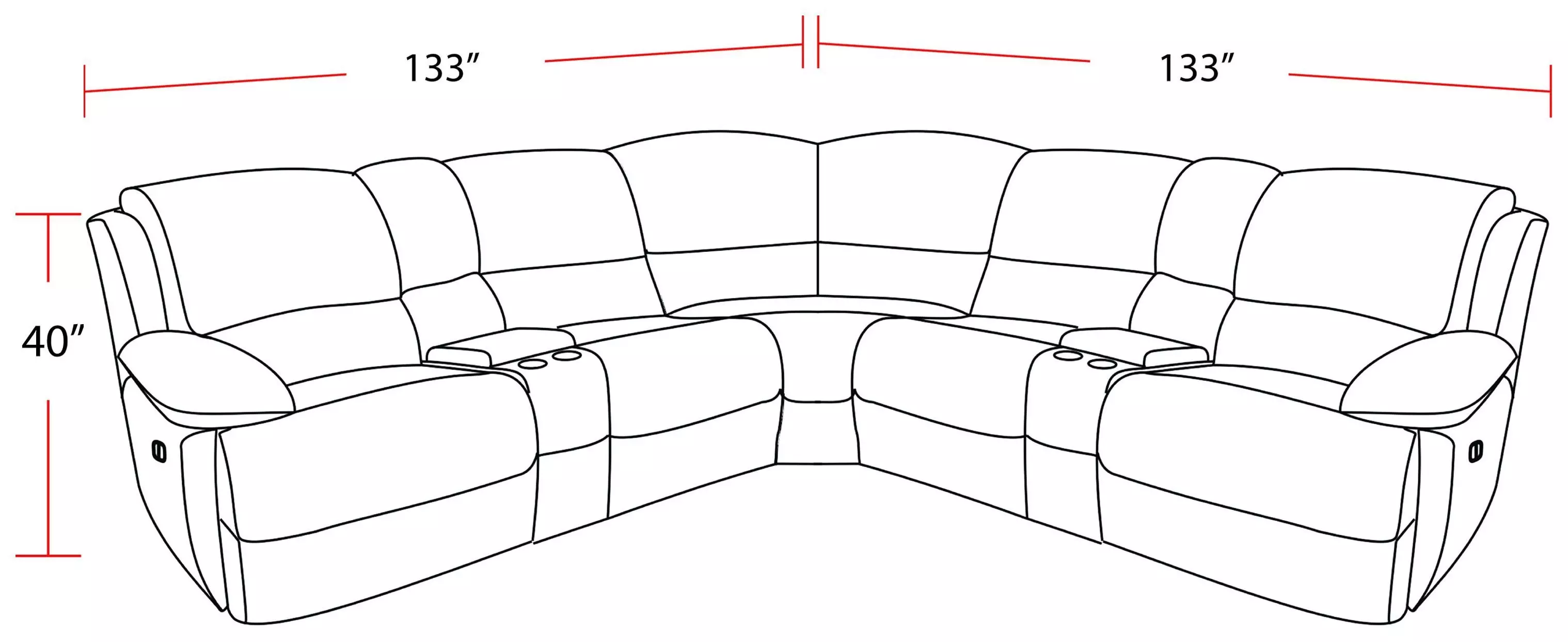 Gladiator Sky Performance Fabric 7 Piece Modular Power Reclining Sectional