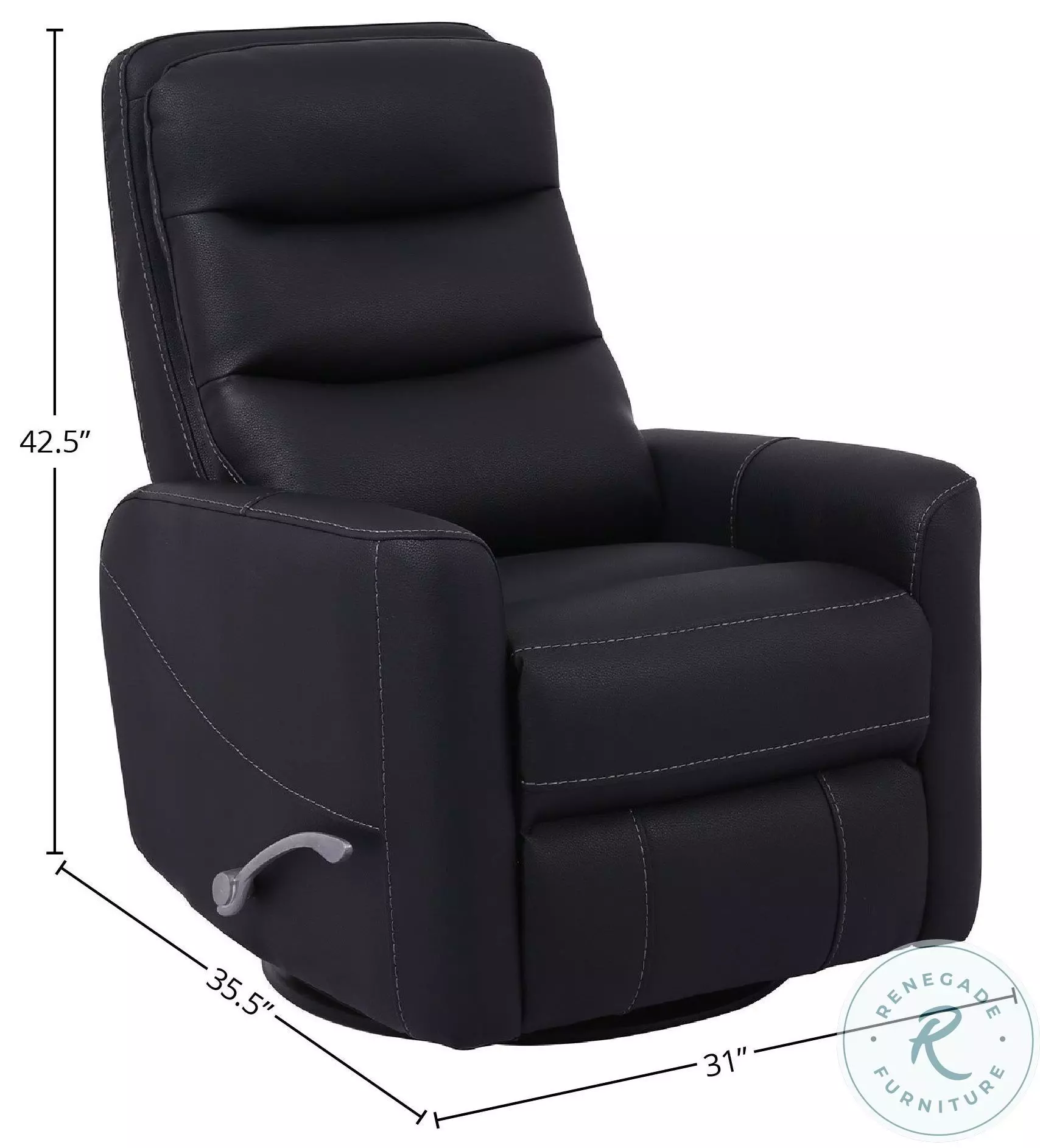 Achilles Black Swivel Glider Recliner with Articulating Headrest