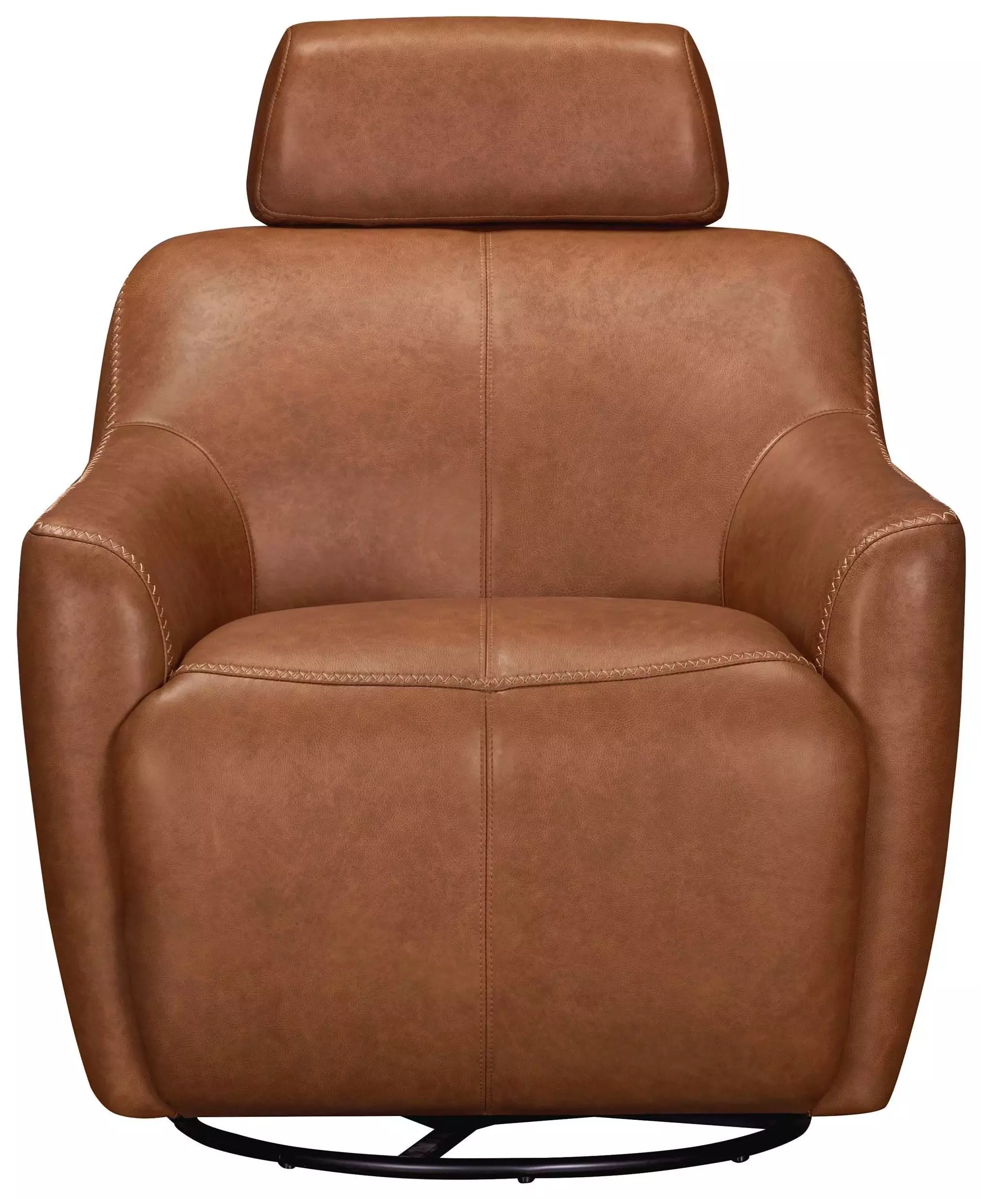 Milanoir Renaissance Cinnamon Leather Upholstered Swivel Gliding