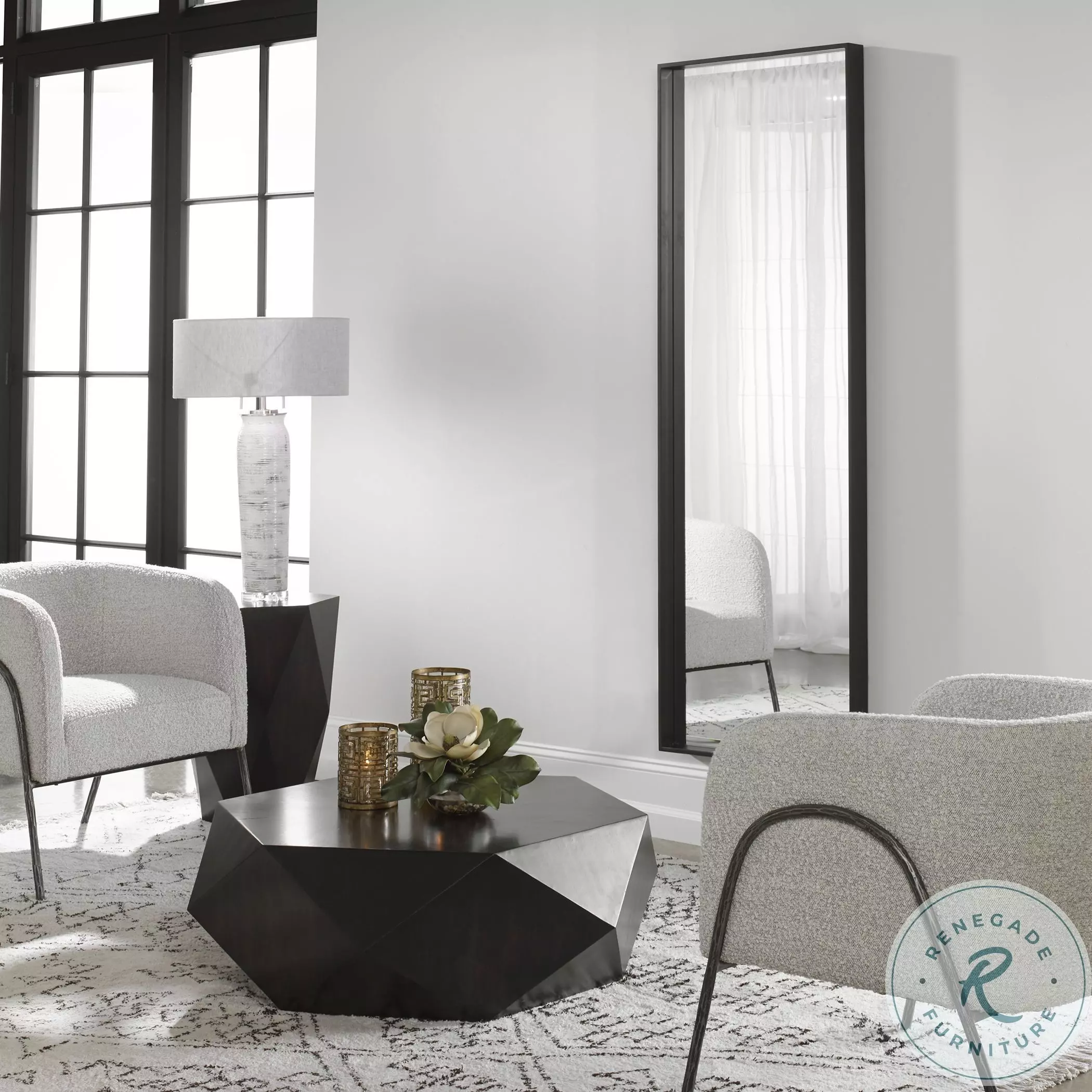 Kahn Black Oversized Rectangular Mirror From Uttermost | Coleman