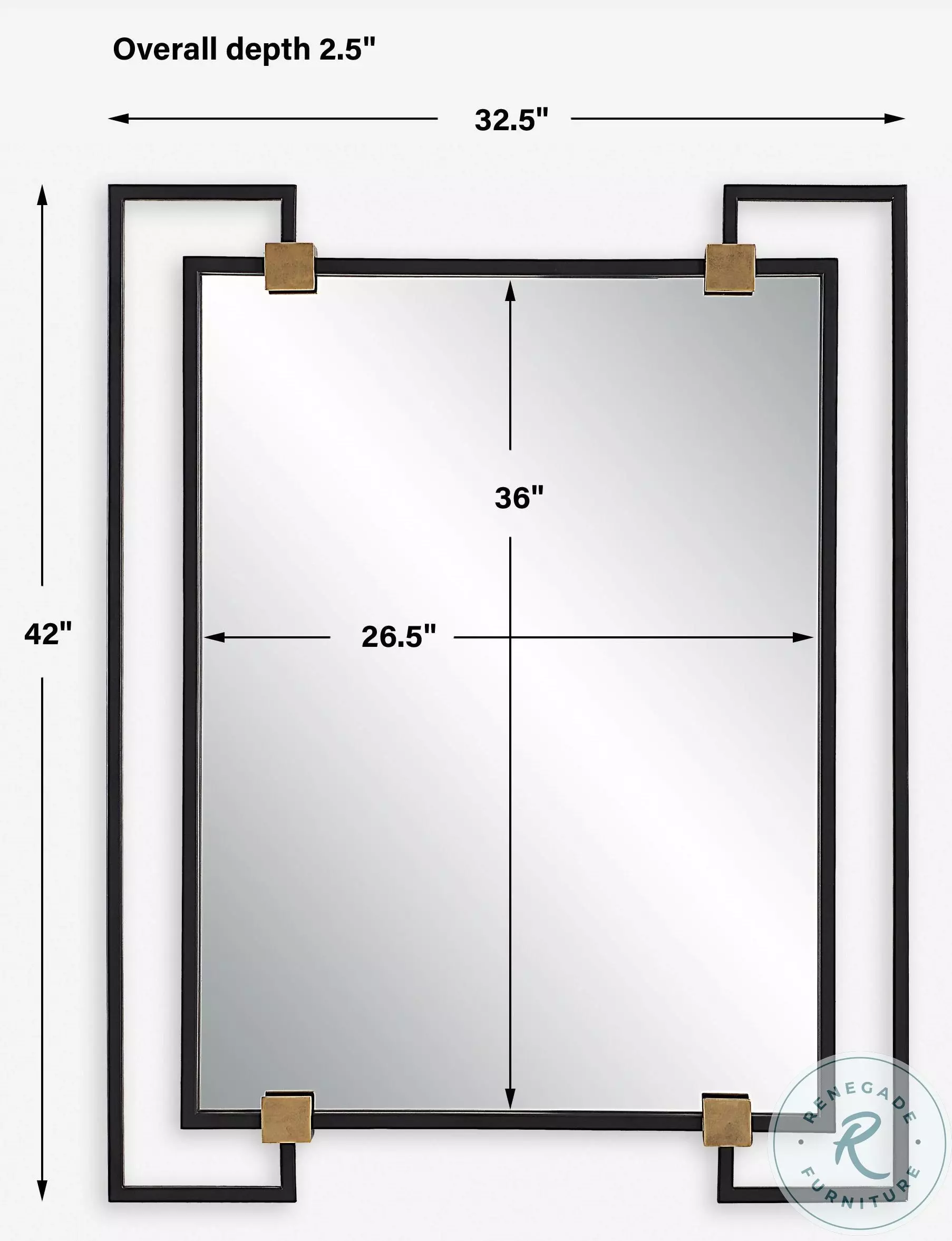 Pia Black Industrial Rectangle Mirror