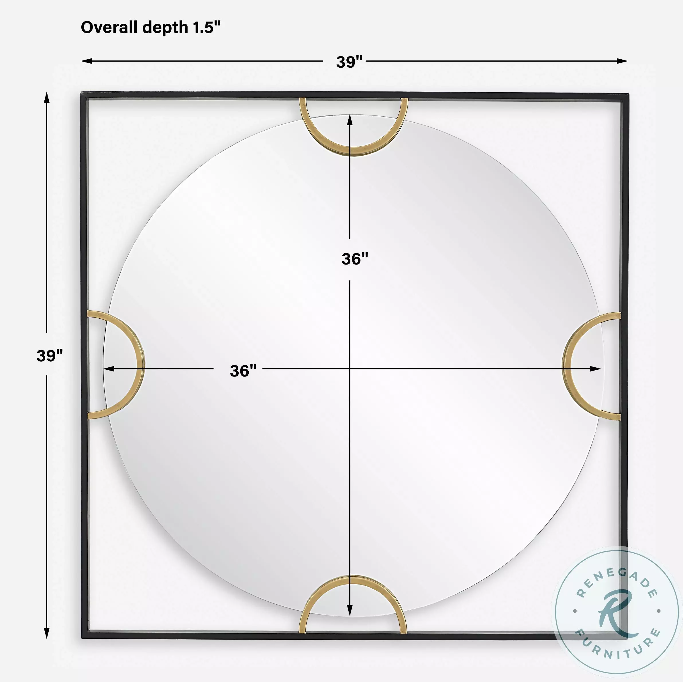 Stanton Satin Black And Antique Gold Square Mirror