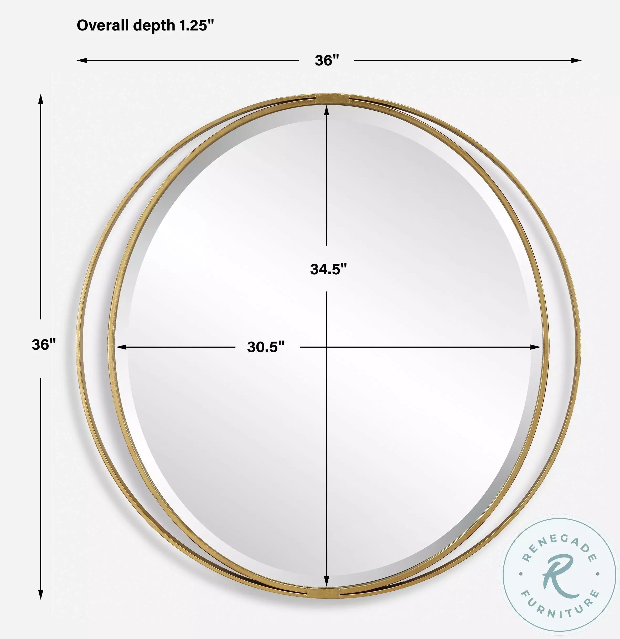 Gandor Antique Metallic Gold Leaf Round Mirror