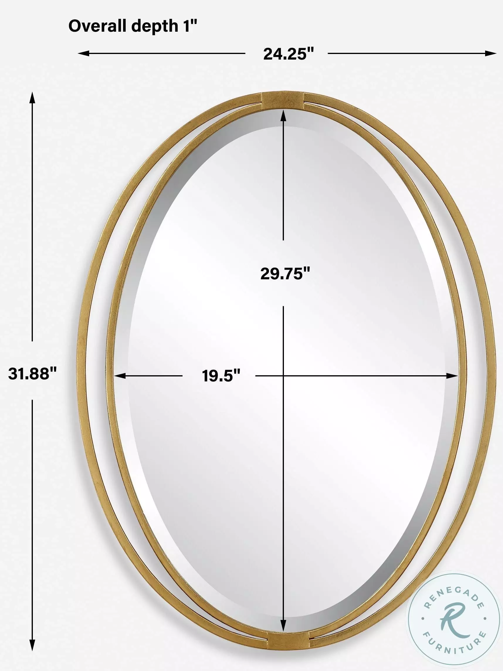 Gandor Antique Metallic Gold Leaf Oval Mirror