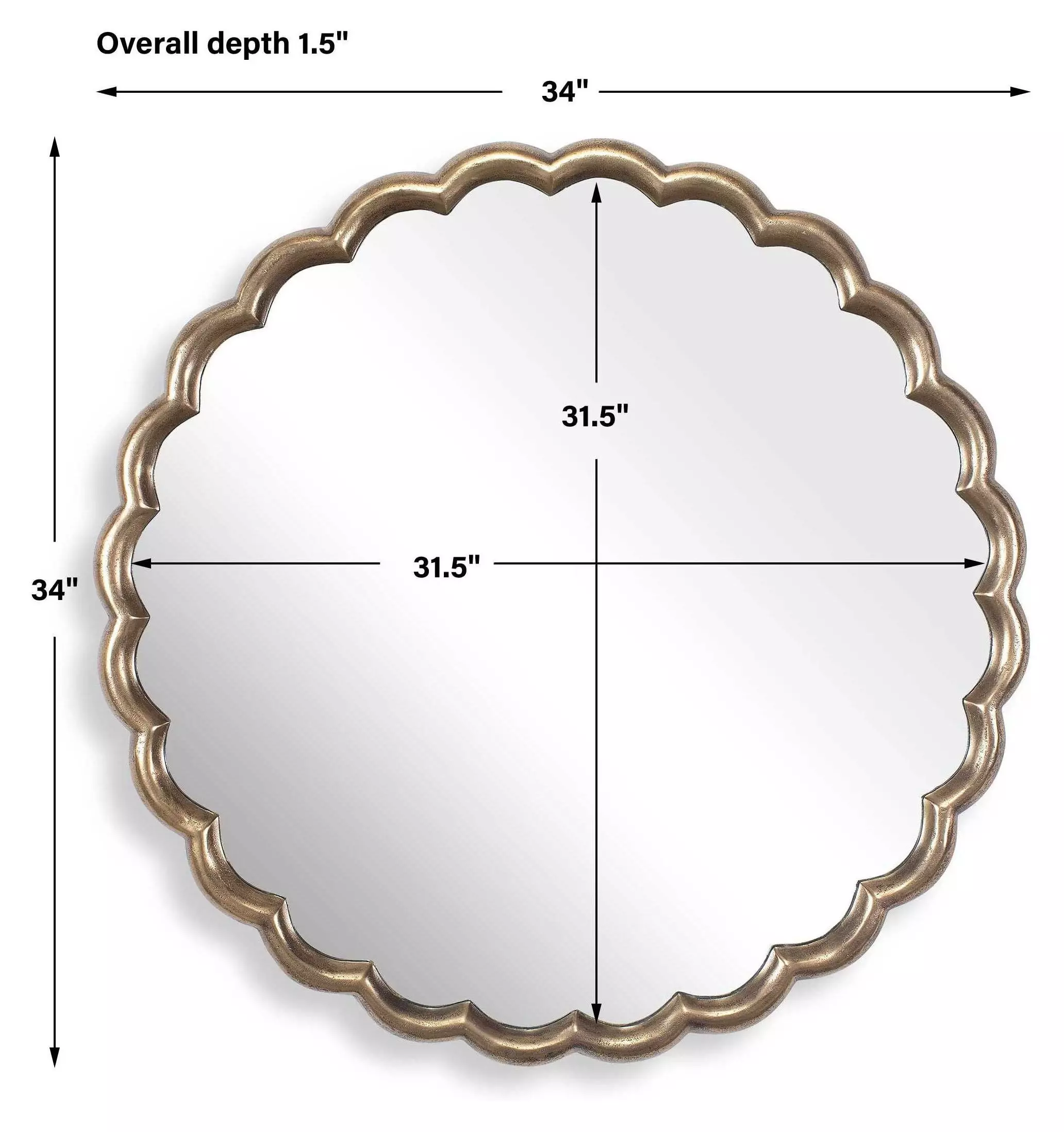 Alden Antique Brass Round Wall Mirror