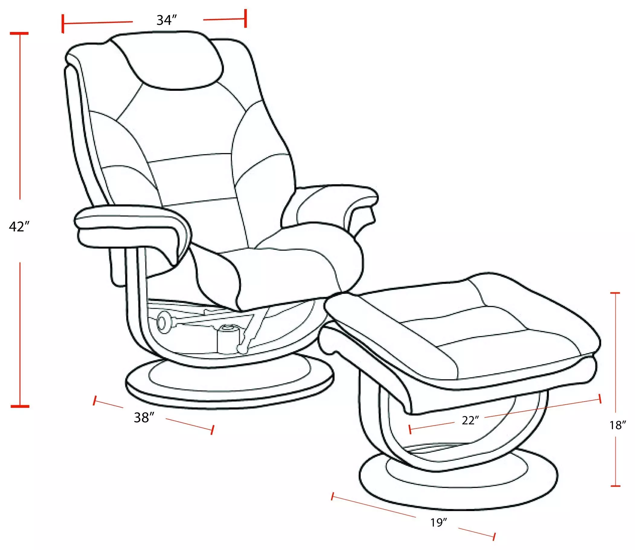 Knight Butterscotch Swivel Recliner with Ottoman