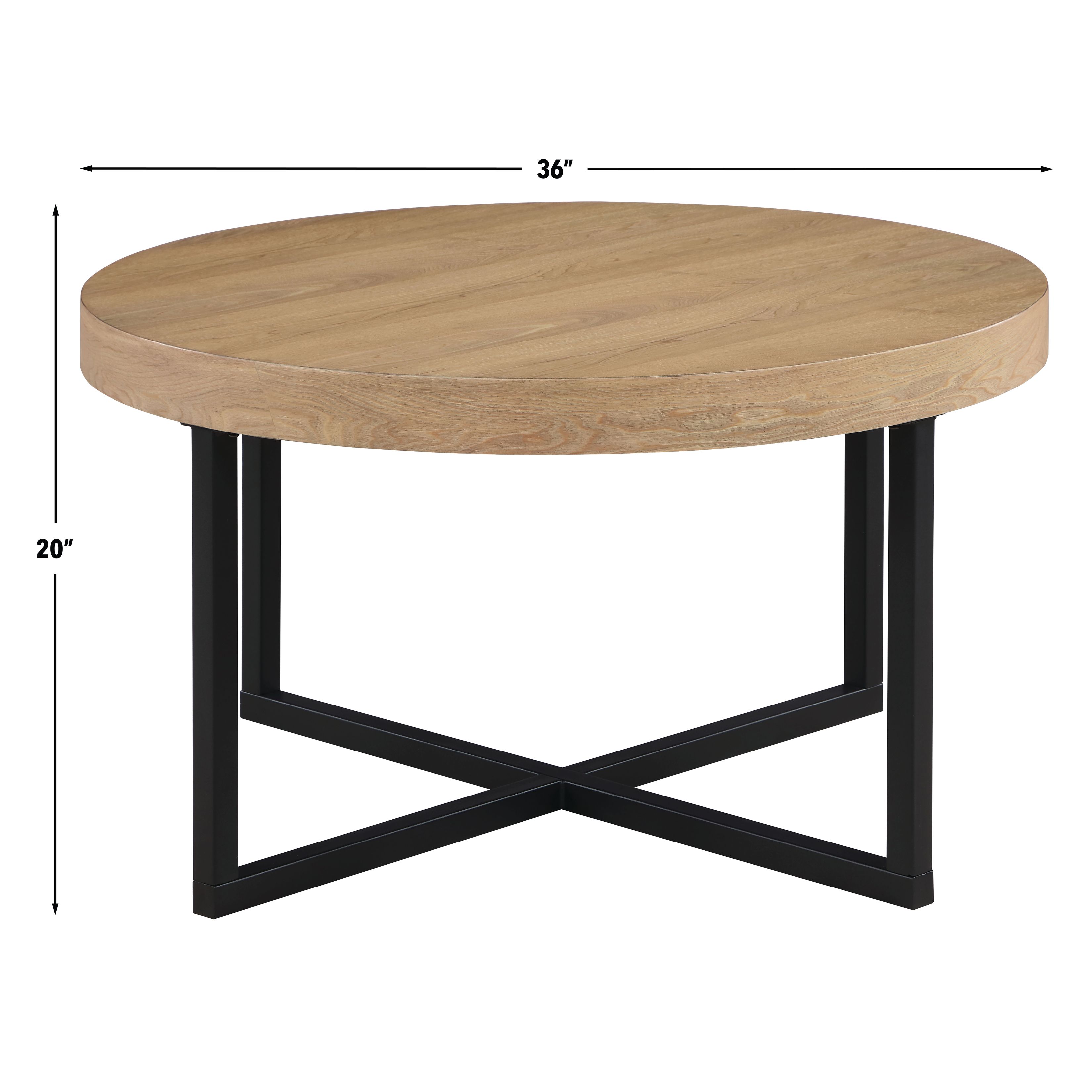 Magnolia Brown Round Nesting Coffee Table with 4 Stools