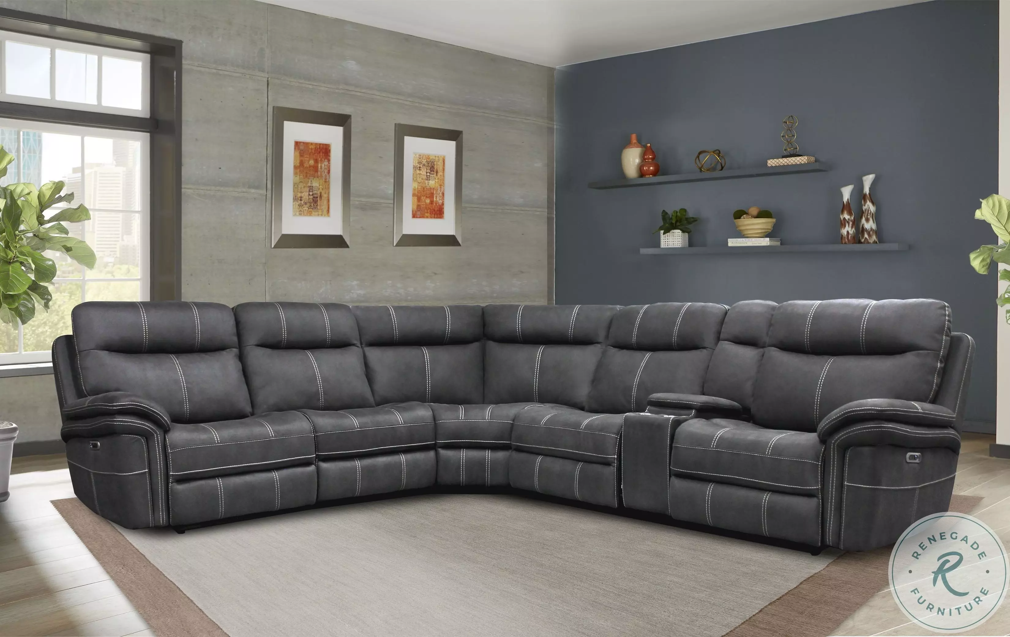 Mason Charcoal Power Reclining Sectional Bundle From Parker Living