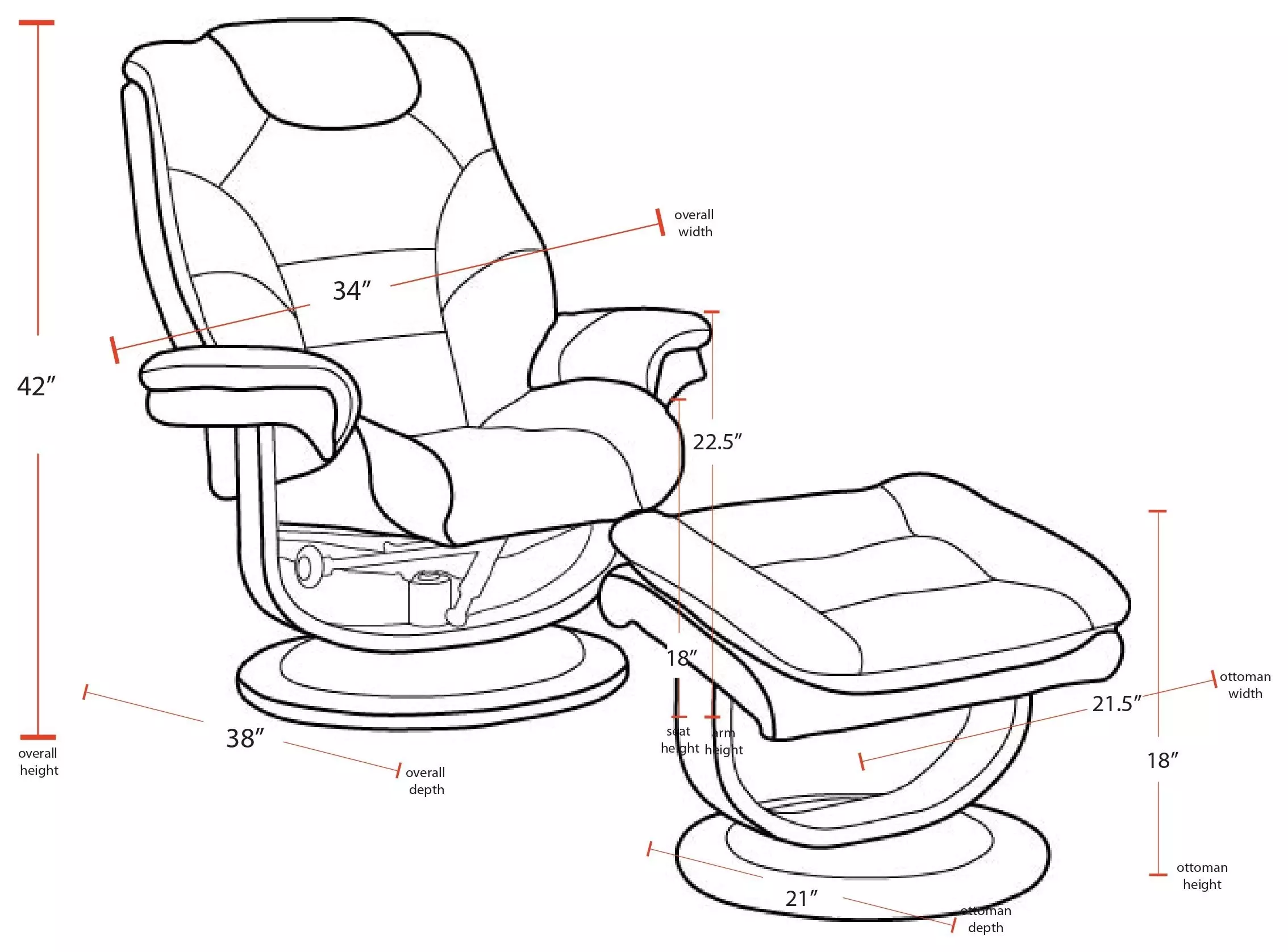 Monarch Ice Swivel Recliner with Ottoman