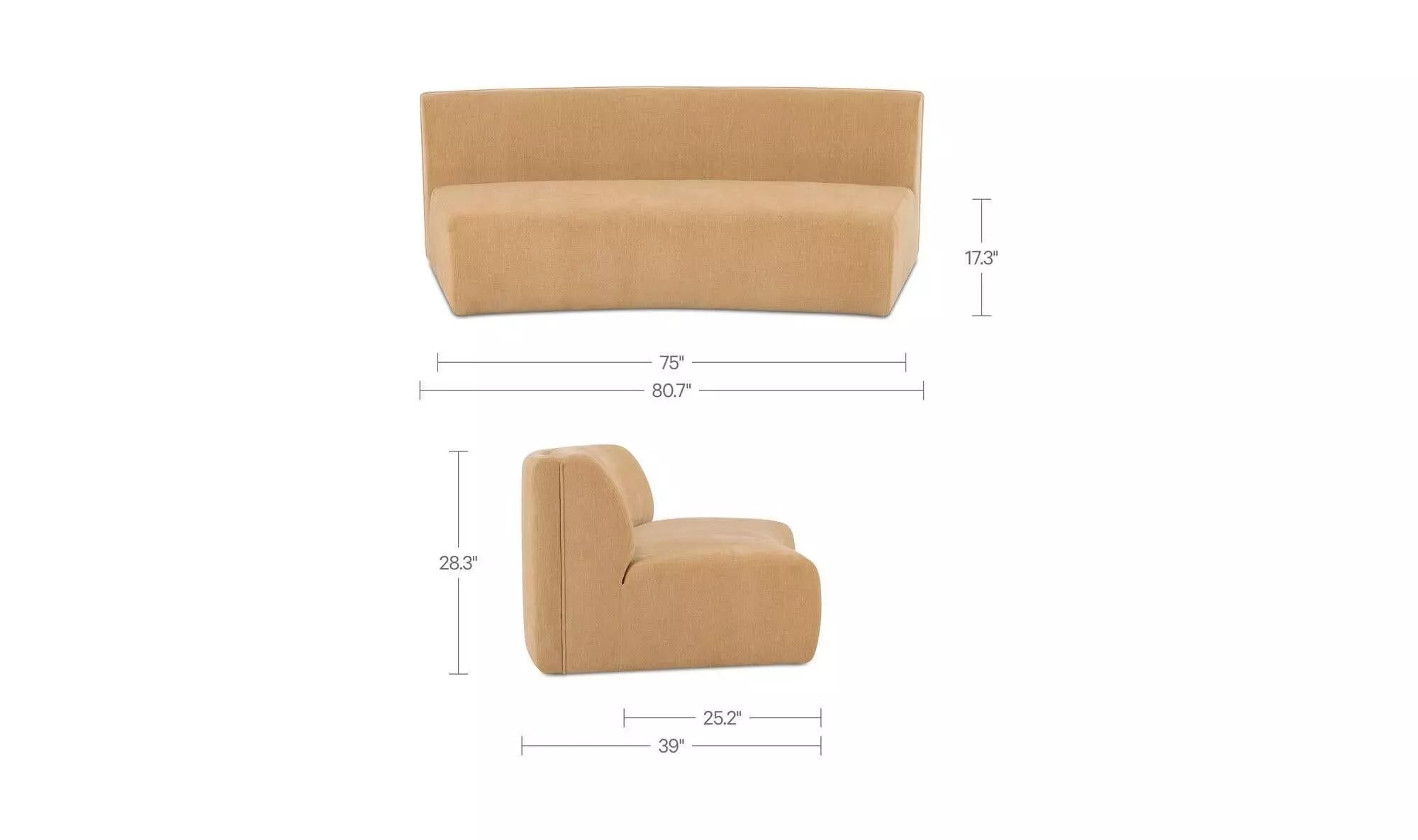 Naomi Golden Yellow Concave 81" Sofa