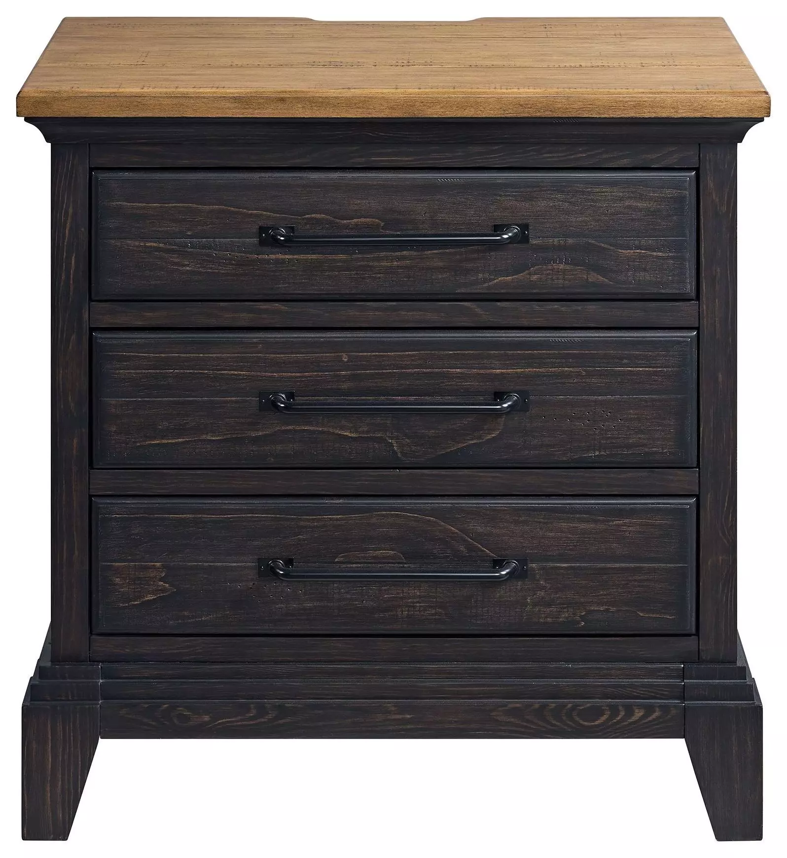 Johnshaven Espresso and Brown 3 Drawer Nightstand with Charger And Sensor Light