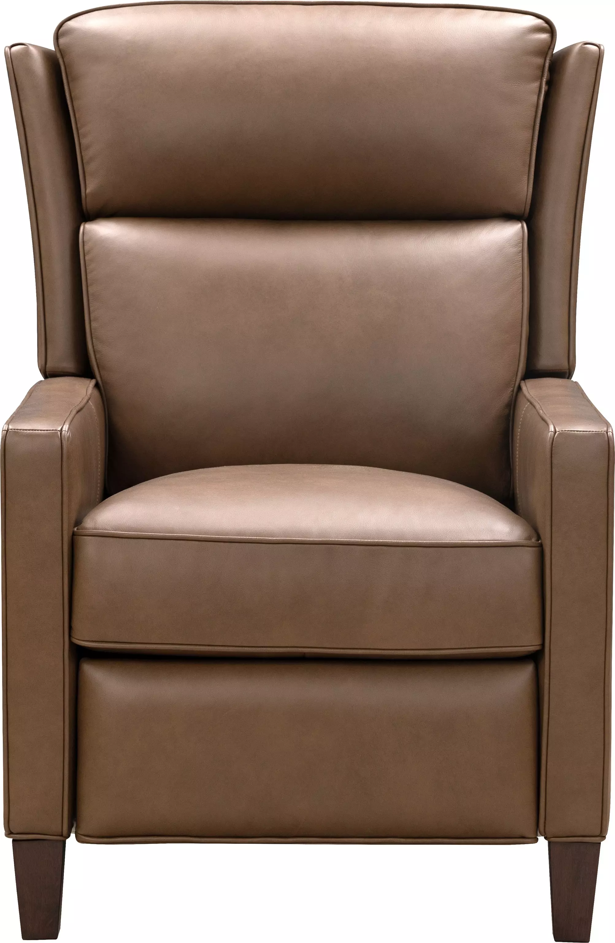 Moore Cashmere Taupe Leather Push Thru The Arms Recliner From