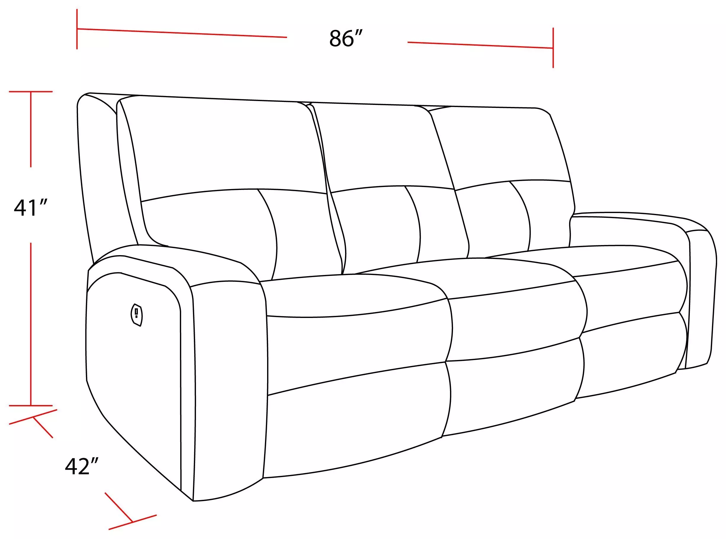 Polaris Bizmark Gray Performance Fabric 85" Power Reclining Sofa