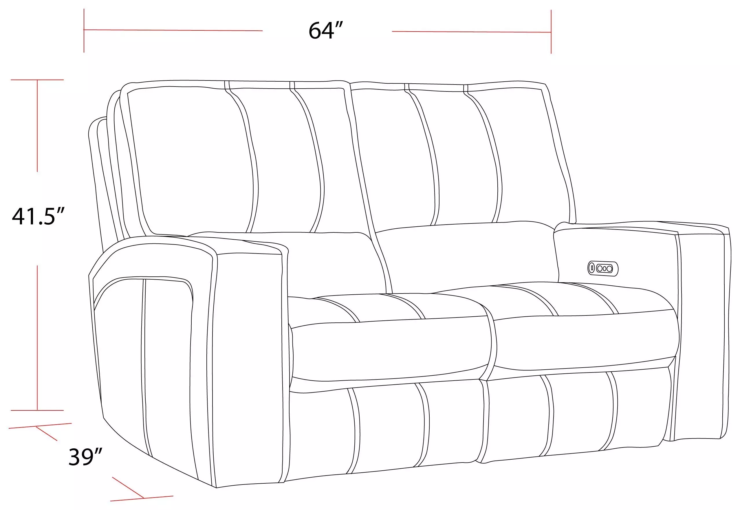 Rockford Verona Saddle Leather 64" Power Reclining Loveseat with Power Headrest and Footrest