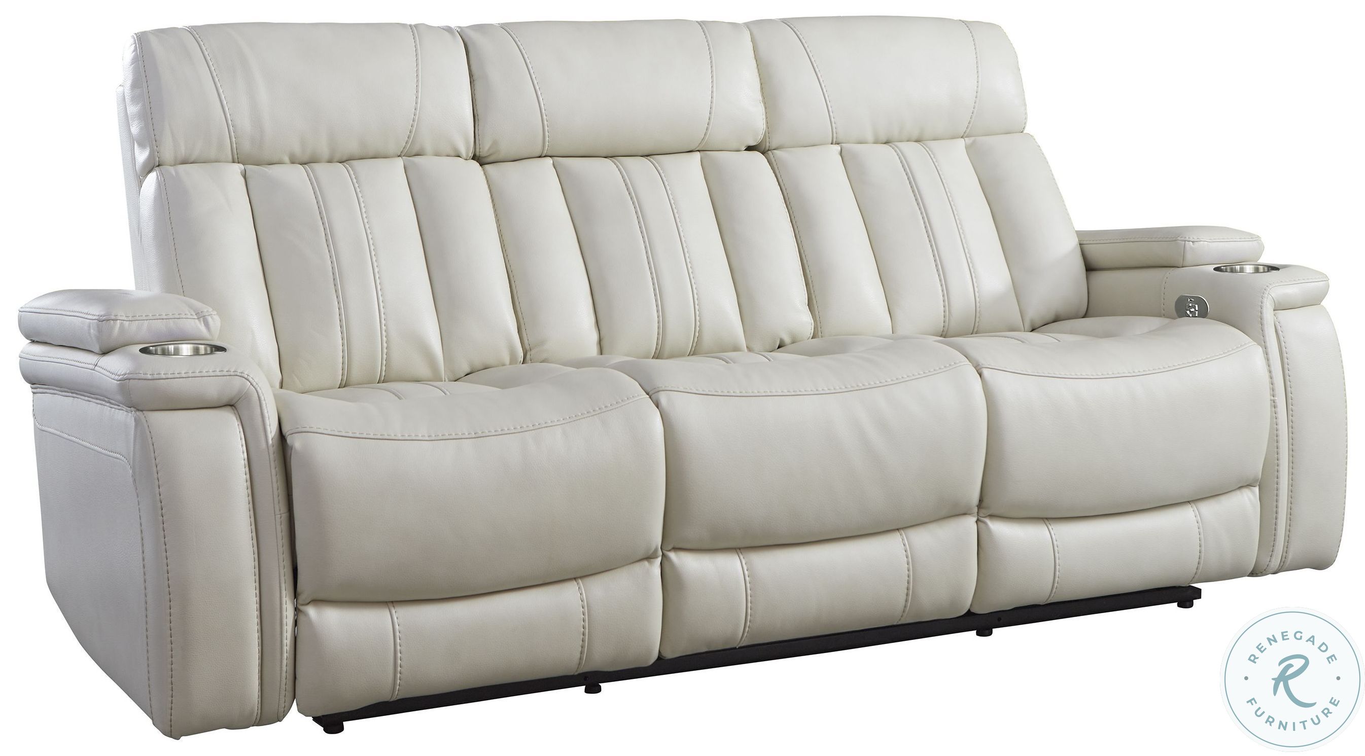 Royce Fantom Ivory Power Reclining Sofa with Drop Down Console From