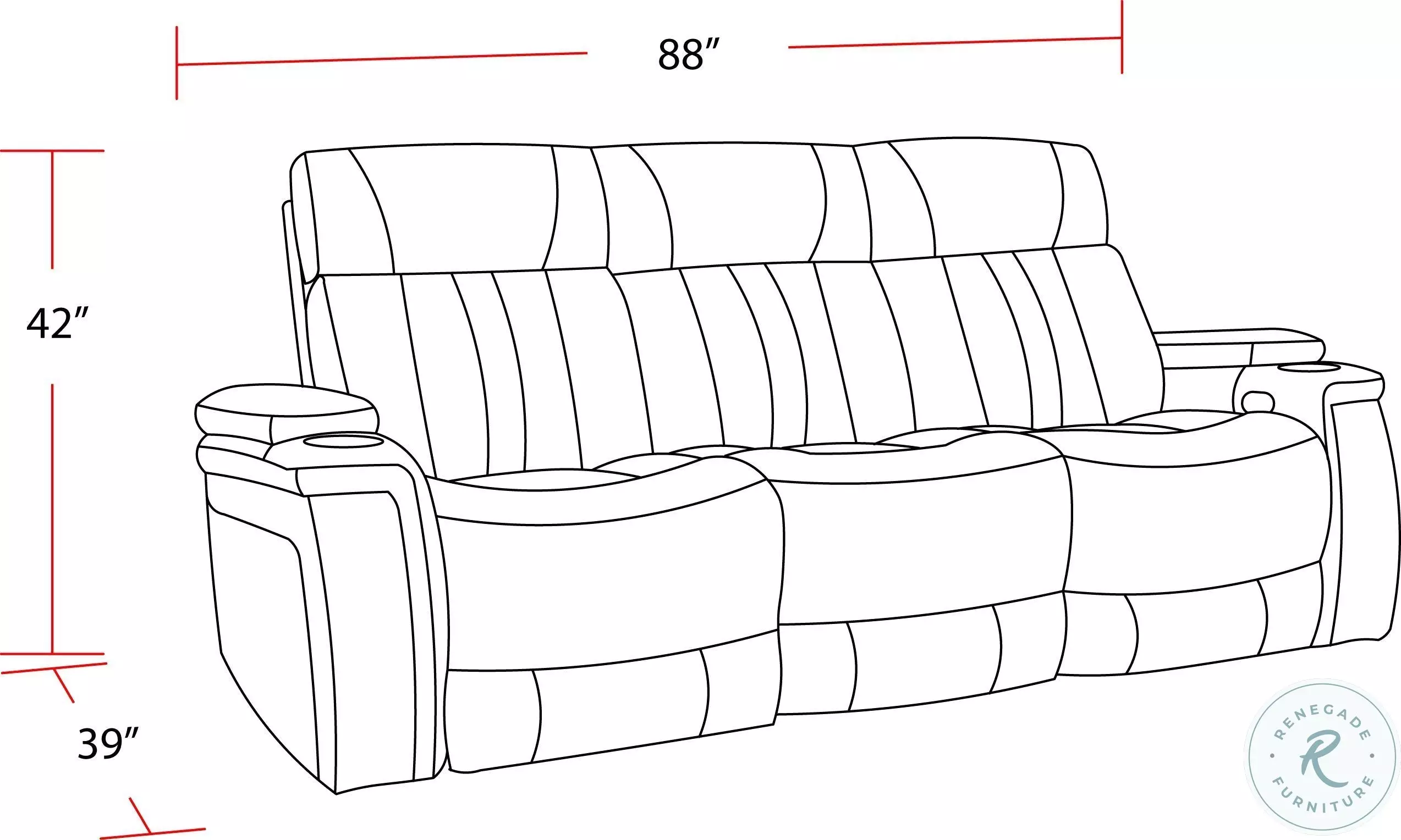 Vanderbilt Midnight Power Reclining Sofa with Drop Down Console Table