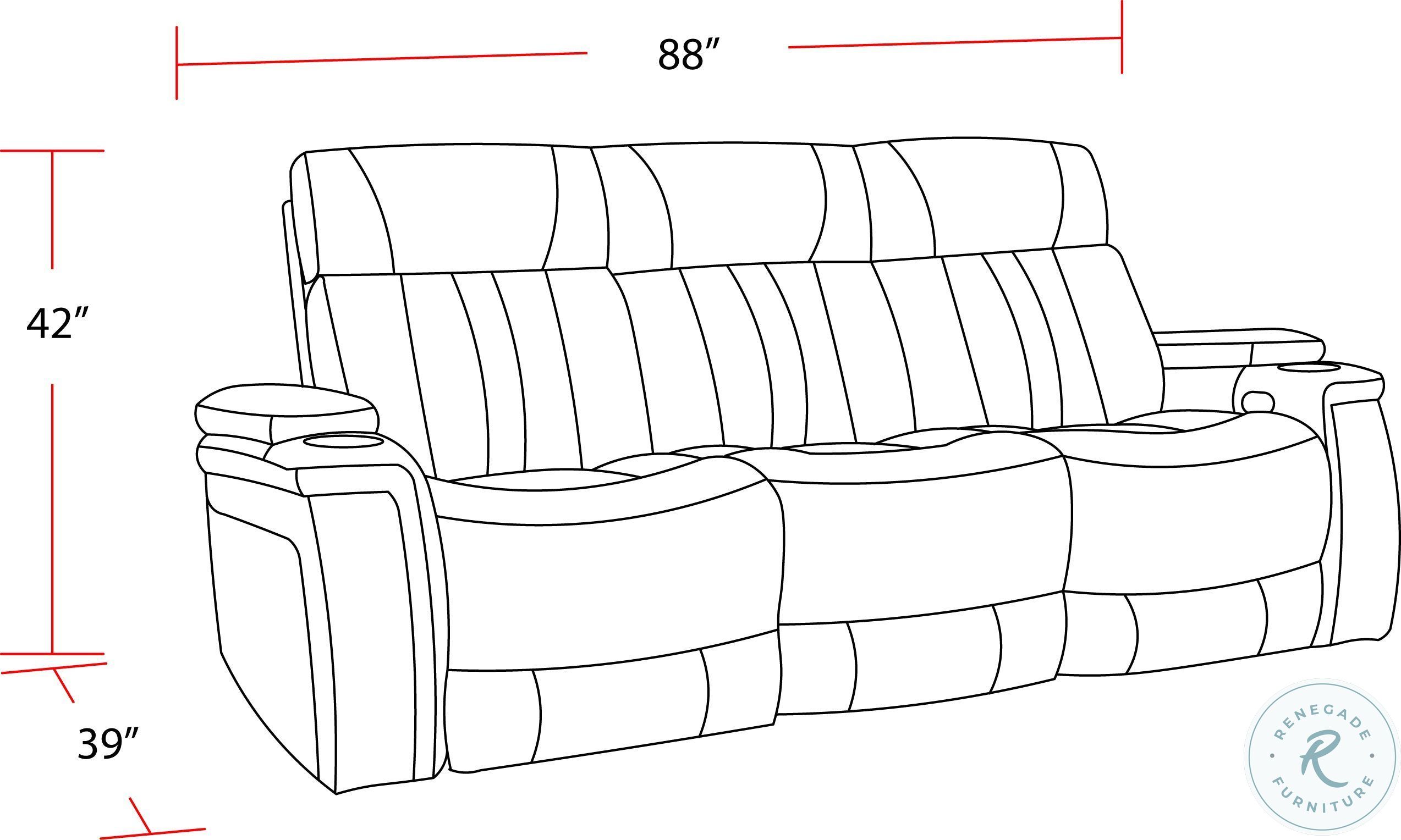 Vanderbilt Fantom Brown Power Reclining Sofa with Drop Down Console and Power Headrest