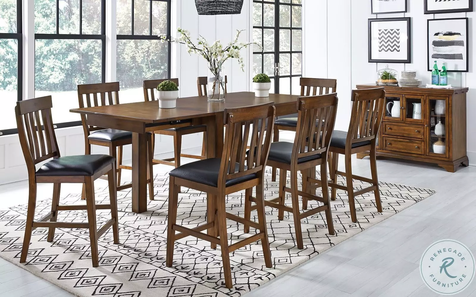 Mariposa Rustic Whiskey Leg Extendable Counter Height Dining Table