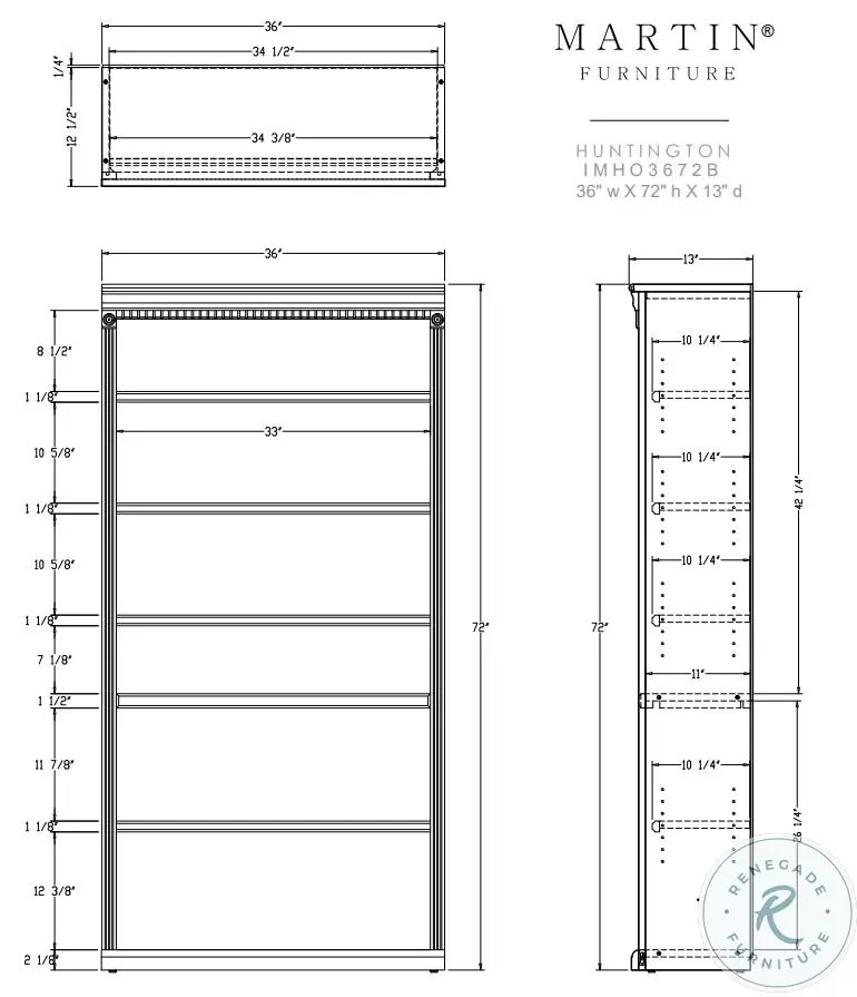Huntington Burnish 72" Open Bookcase