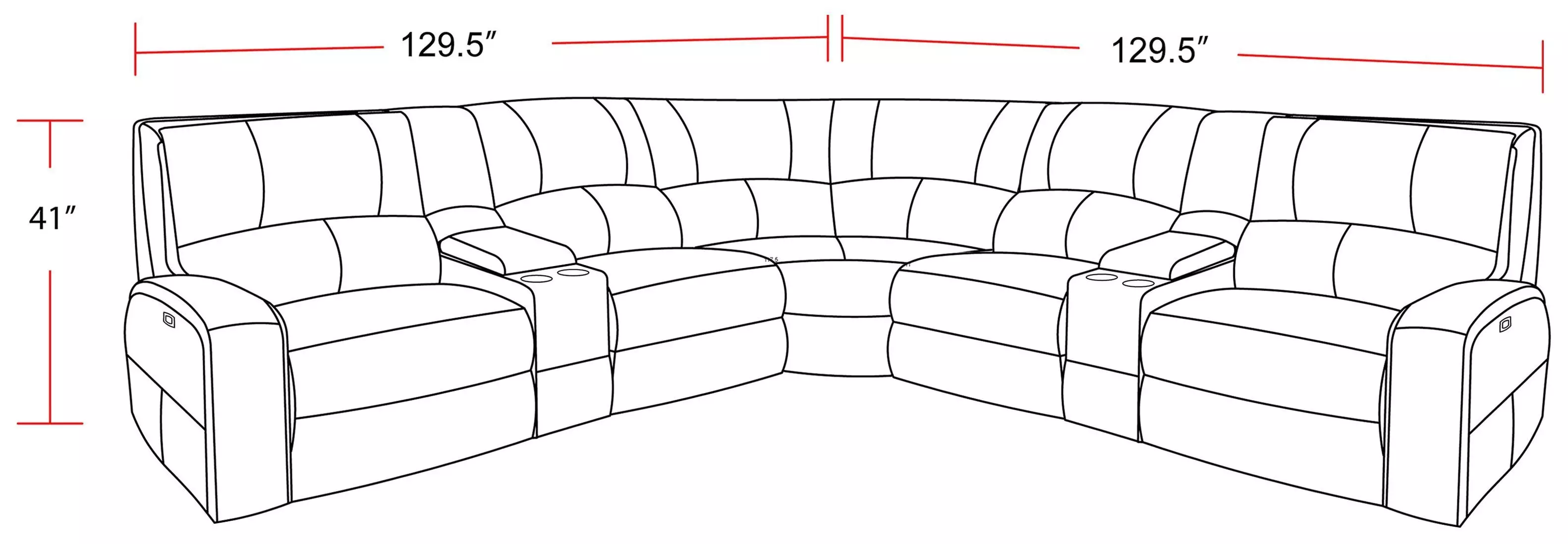 Swift Bourbon Leather 7 Piece Modular Power Reclining Sectional