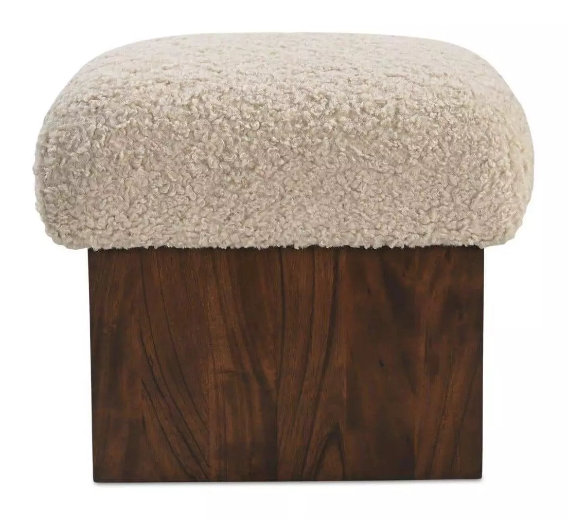 Serge Cream Upholstered Square Ottoman