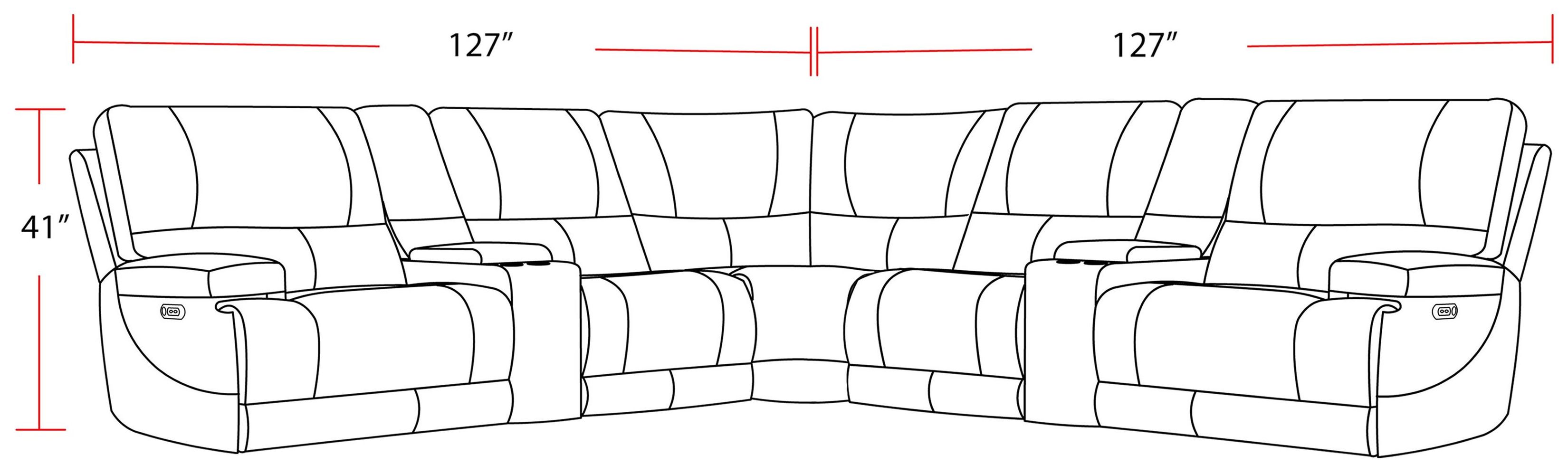 Whitman Verona Coffee Leather 7 Piece Modular Power Reclining Sectional