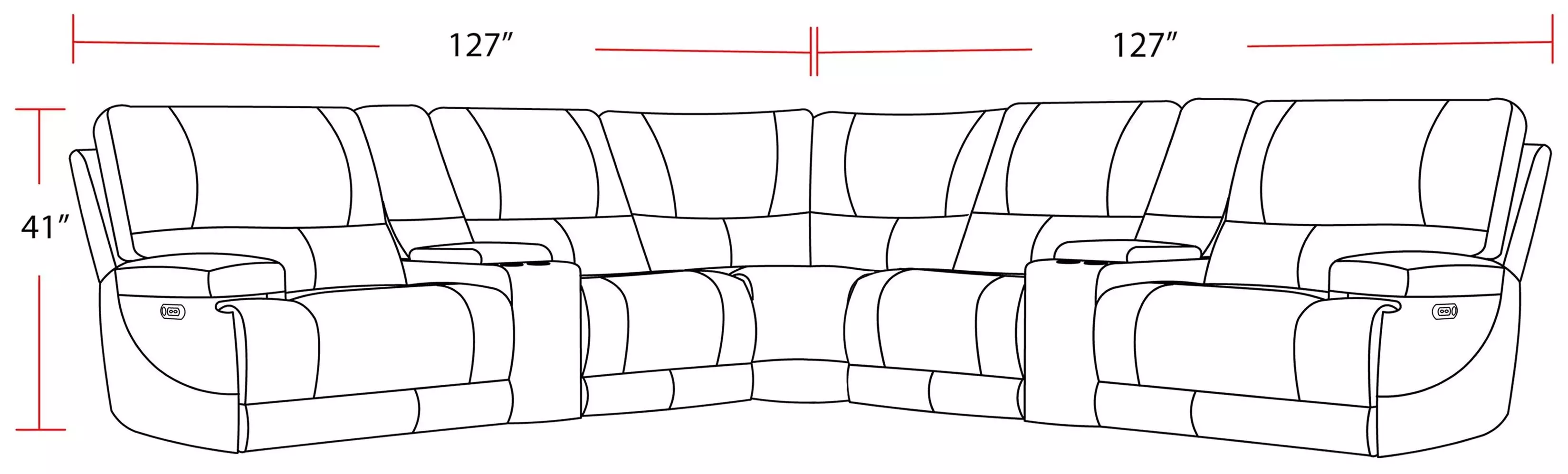Whitman Verona Linen Leather 7 Piece Modular Power Reclining Sectional