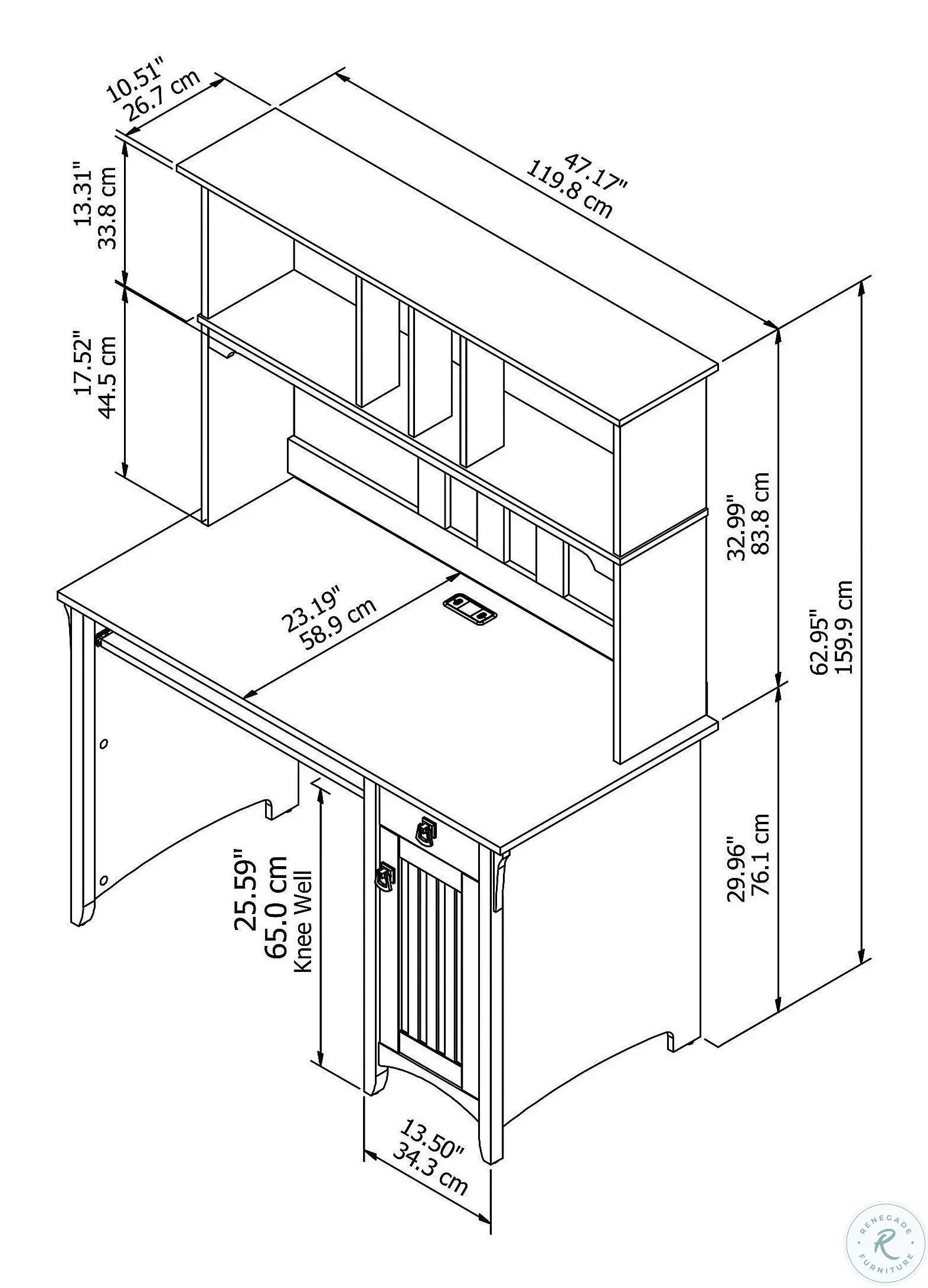 Salinas Cape Cod Gray Computer Desk With Hutch