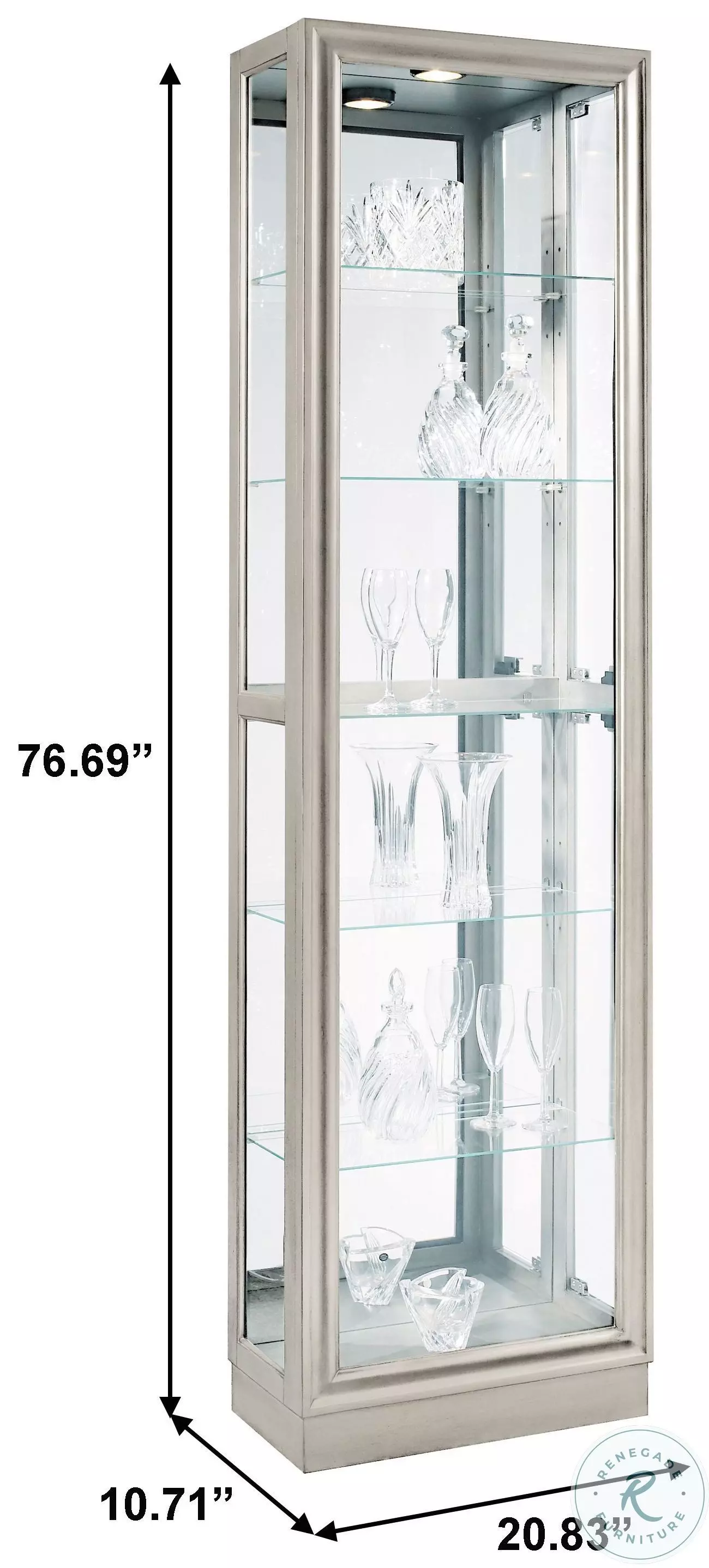 Highgrove Platinum 4 Shelve Curio Cabinet