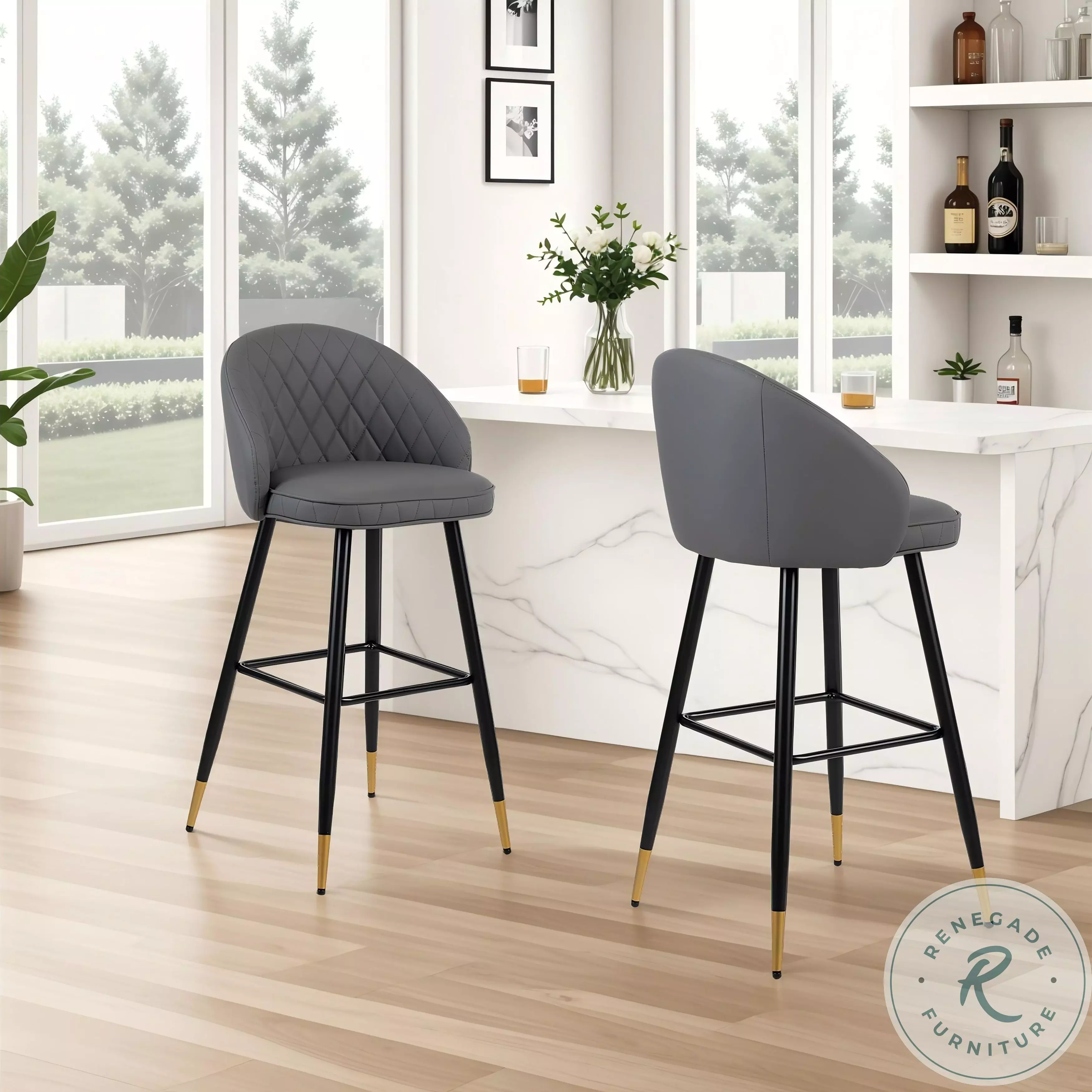 Oliver Gray Bar Stool Set Of 2 From New Classic | Home Gallery Stores
